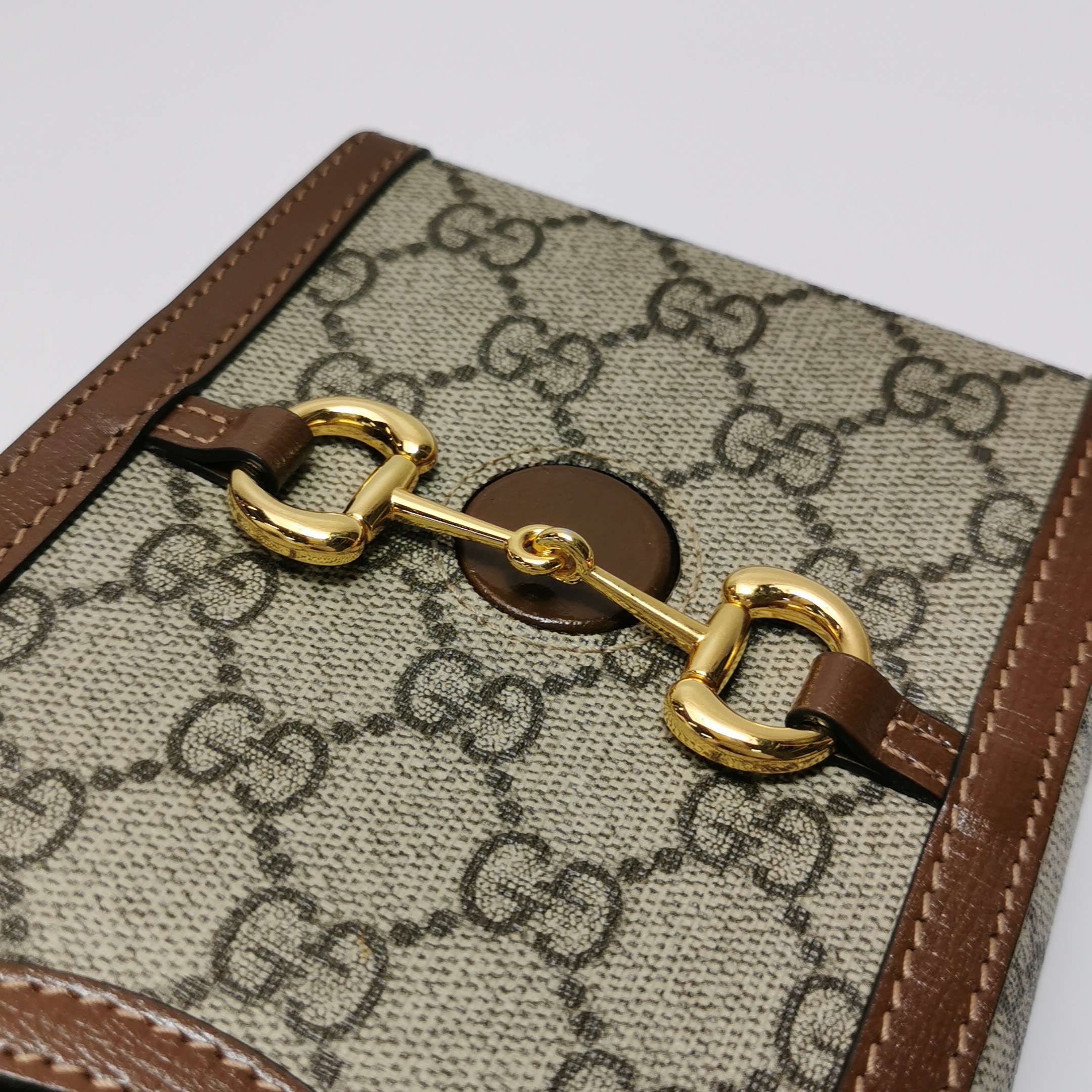 Gucci Horsebit 1955 Crossbody Bag GG Coated Canvas with Leather Mini