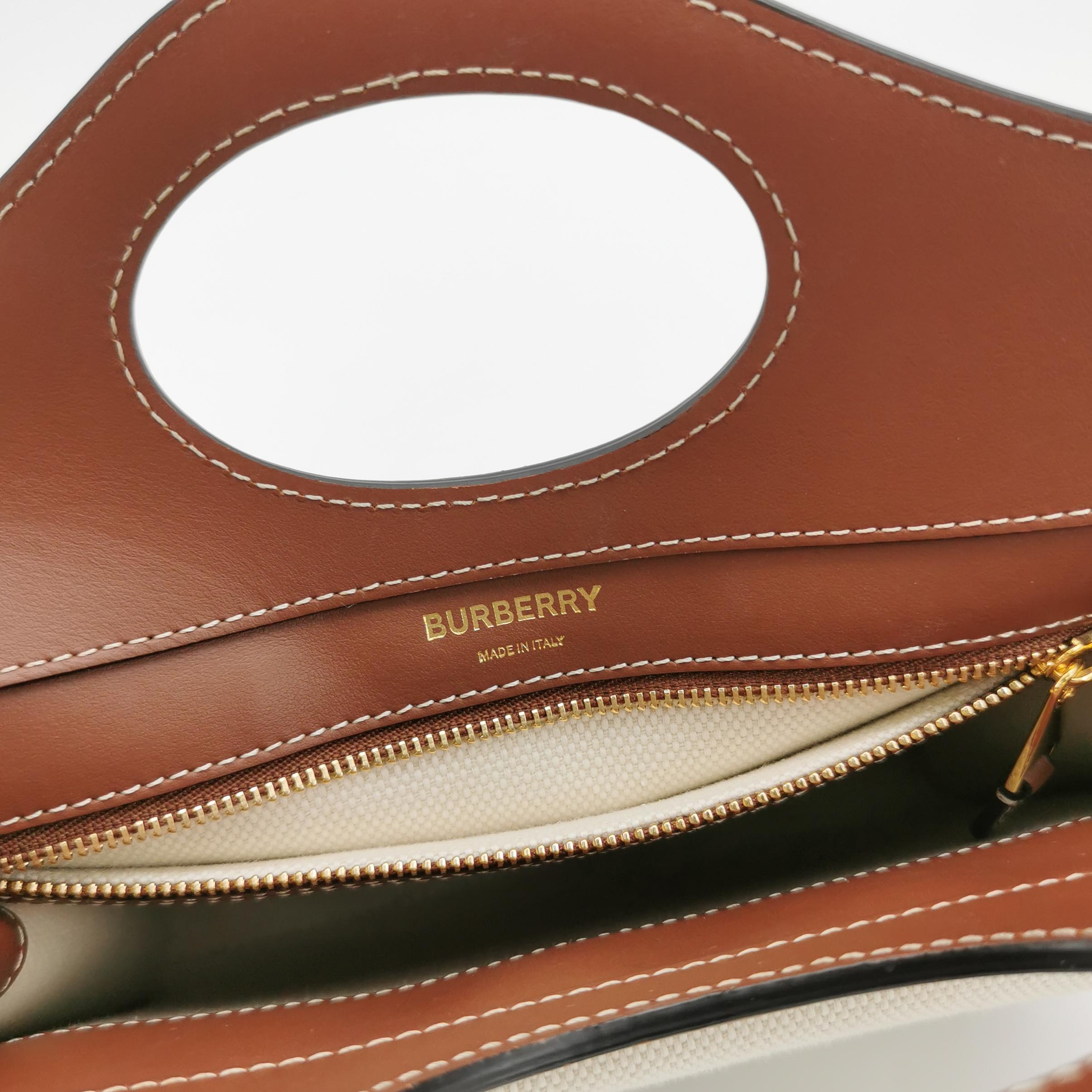 Burberry Logo Pocket Tote Canvas with Leather Mini — photo 8 of 20