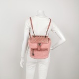 Chanel Matelasse Waxed Leather Backpack Pink Silver Hardware sheepskin — thumbnail 2