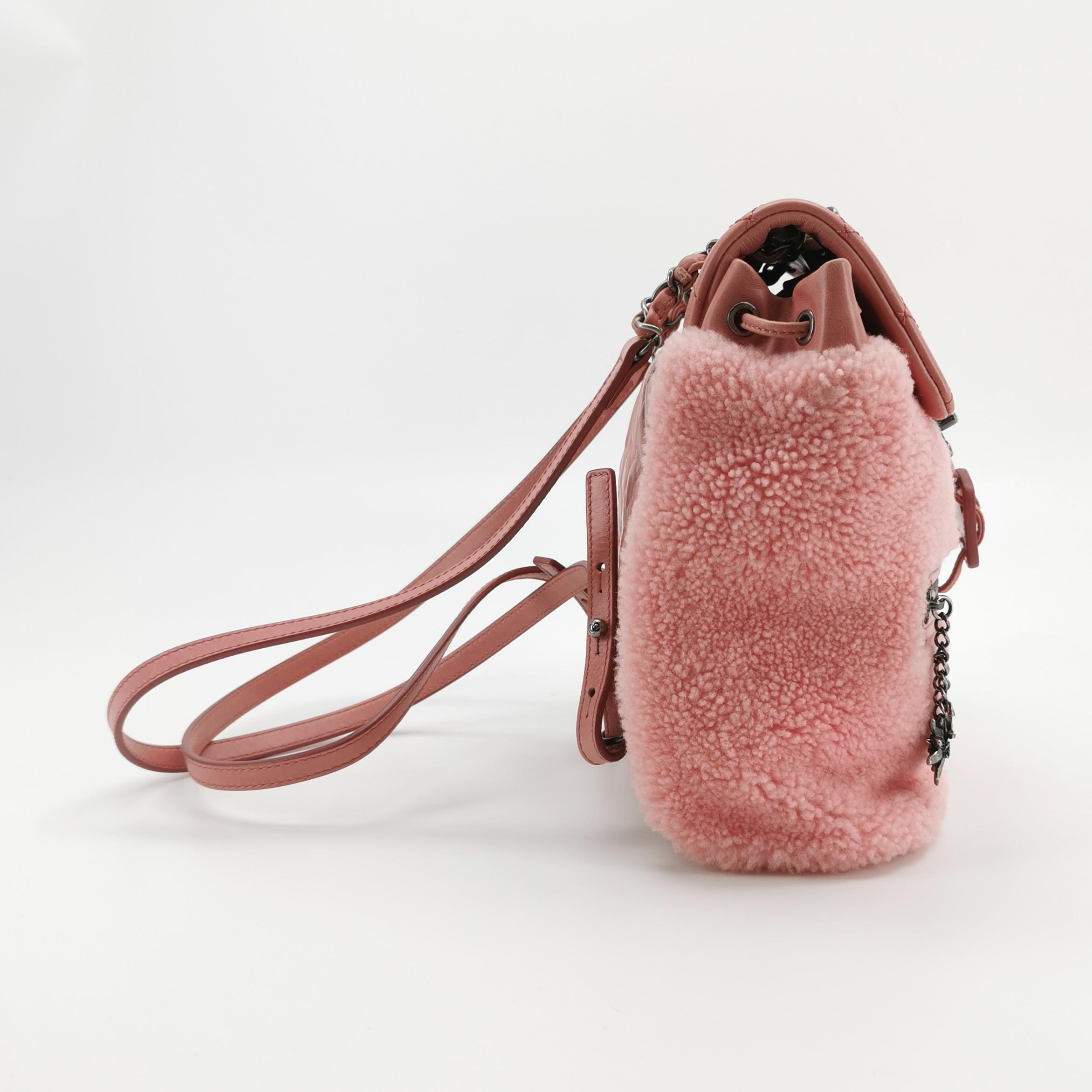 Chanel Matelasse Waxed Leather Backpack Pink Silver Hardware sheepskin — photo 3 of 26