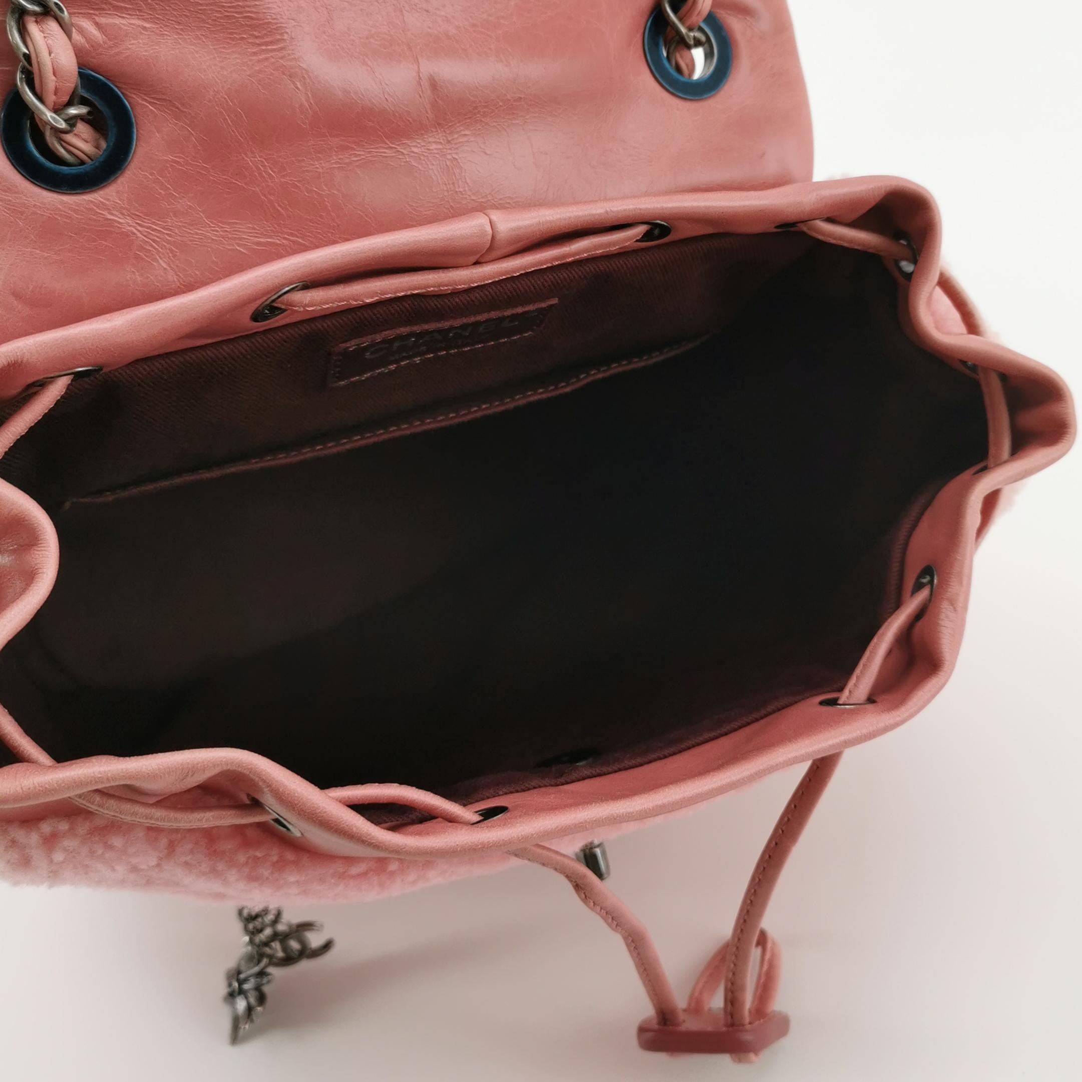 Chanel Matelasse Waxed Leather Backpack Pink Silver Hardware sheepskin — photo 7 of 26