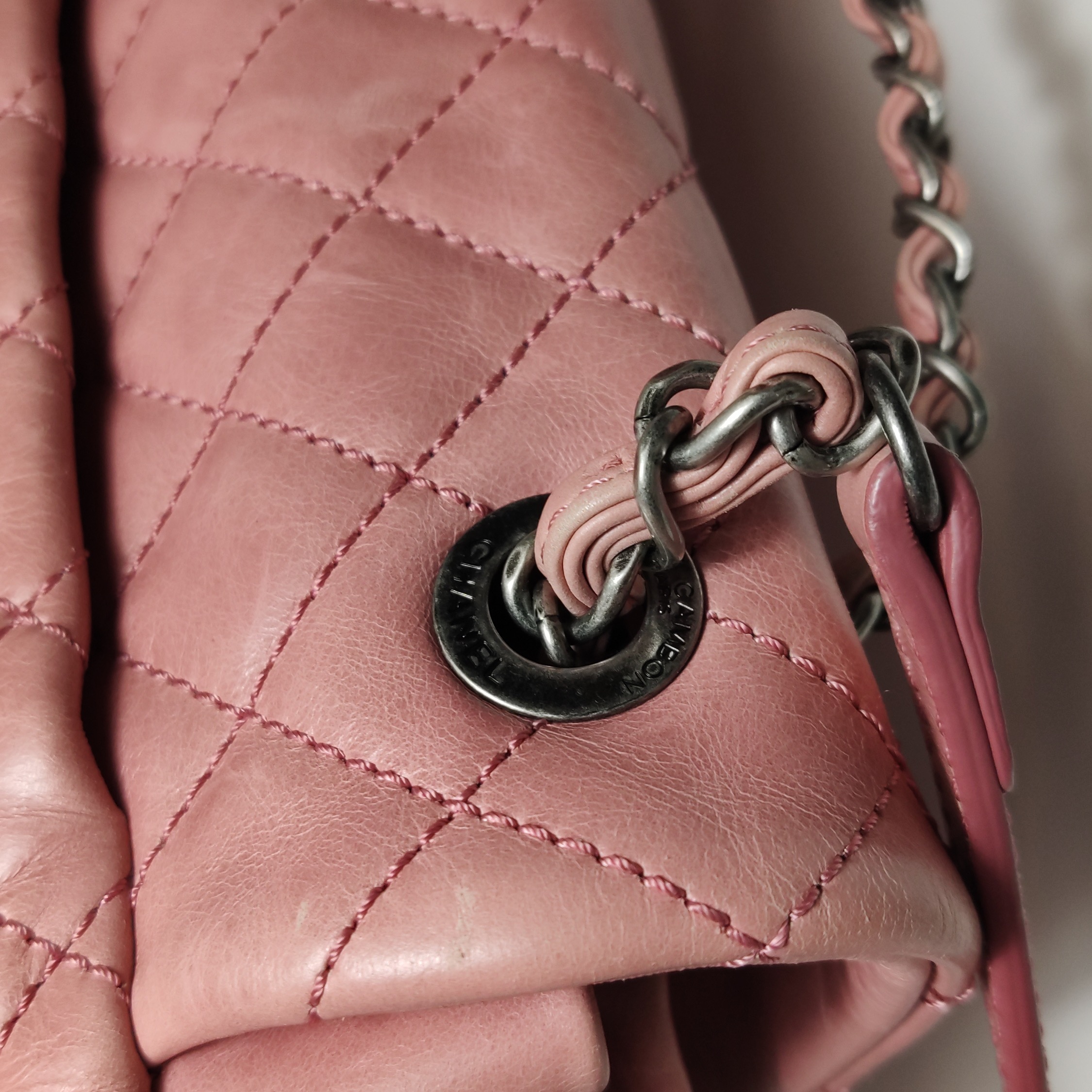 Chanel Matelasse Waxed Leather Backpack Pink Silver Hardware sheepskin — photo 19 of 26
