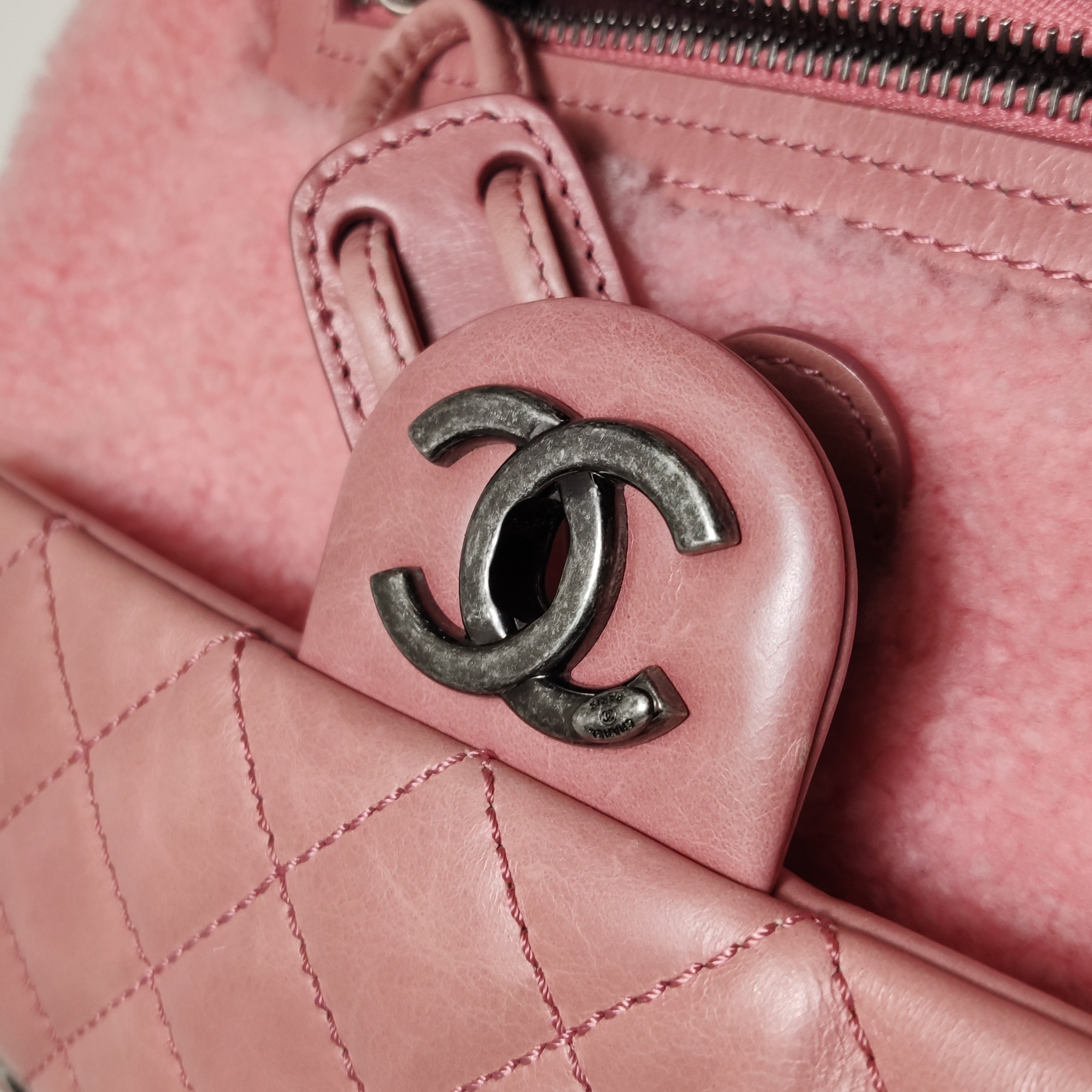 Chanel Matelasse Waxed Leather Backpack Pink Silver Hardware sheepskin — photo 10 of 26