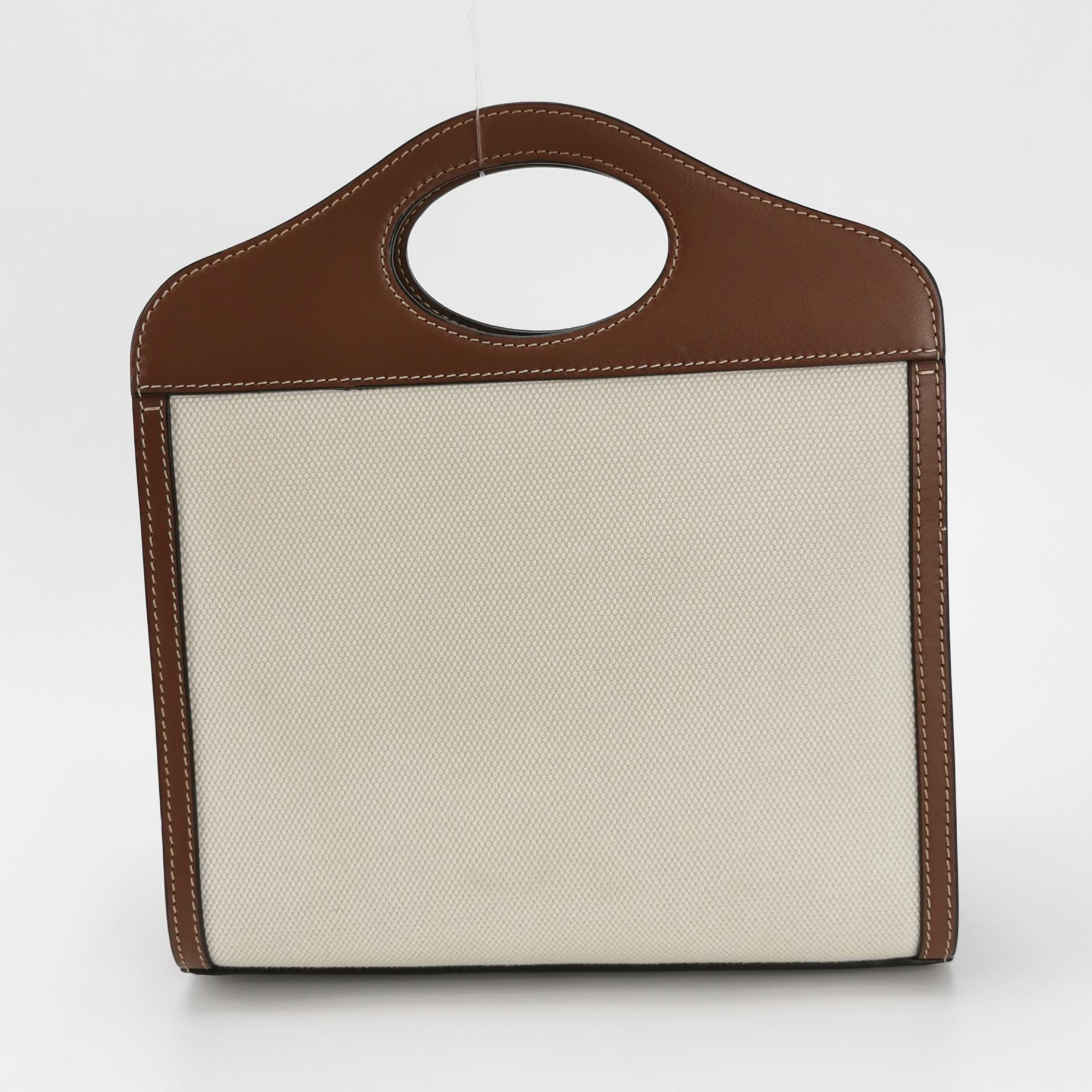 Burberry Logo Pocket Tote Canvas with Leather Mini — photo 3 of 16