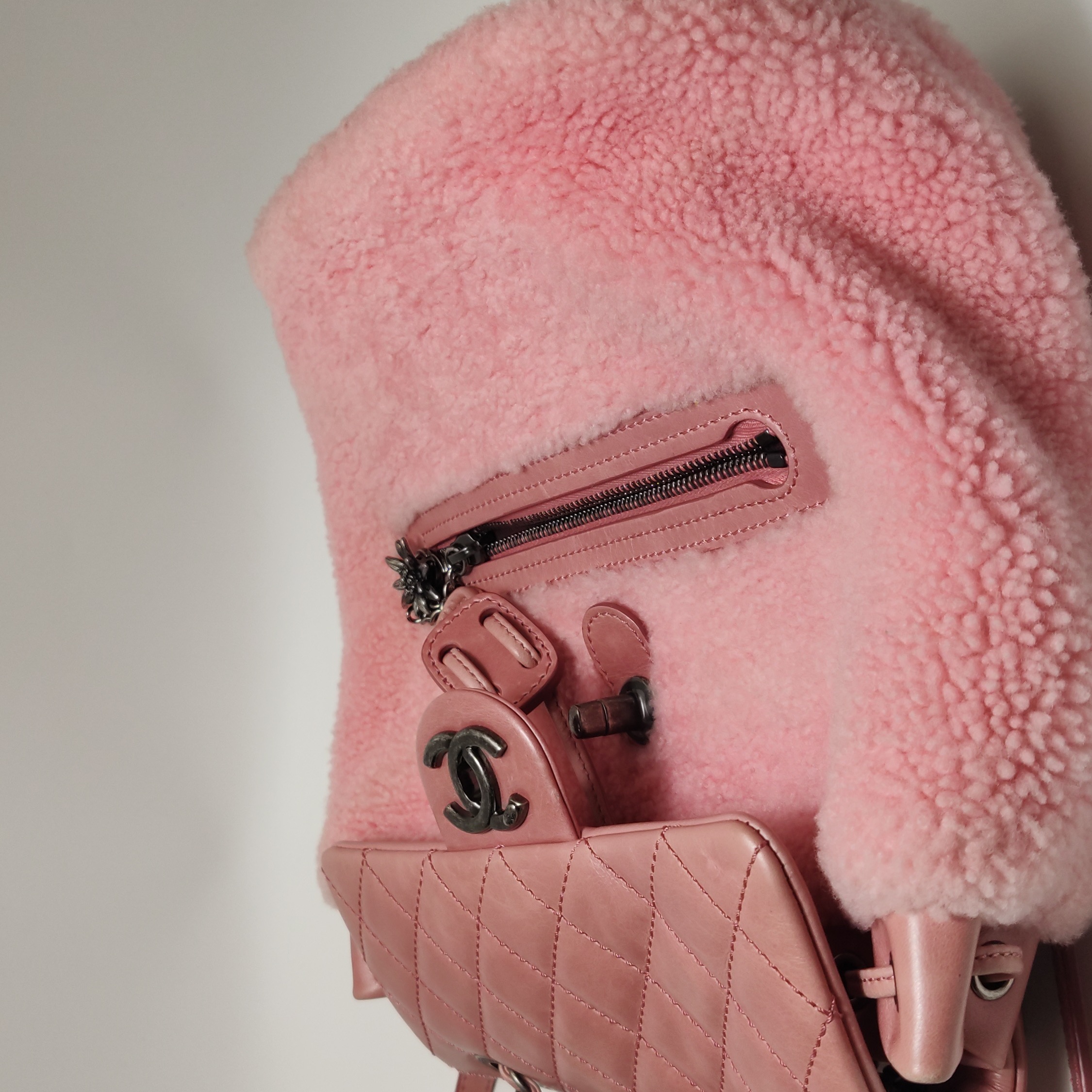 Chanel Matelasse Waxed Leather Backpack Pink Silver Hardware sheepskin — photo 24 of 26
