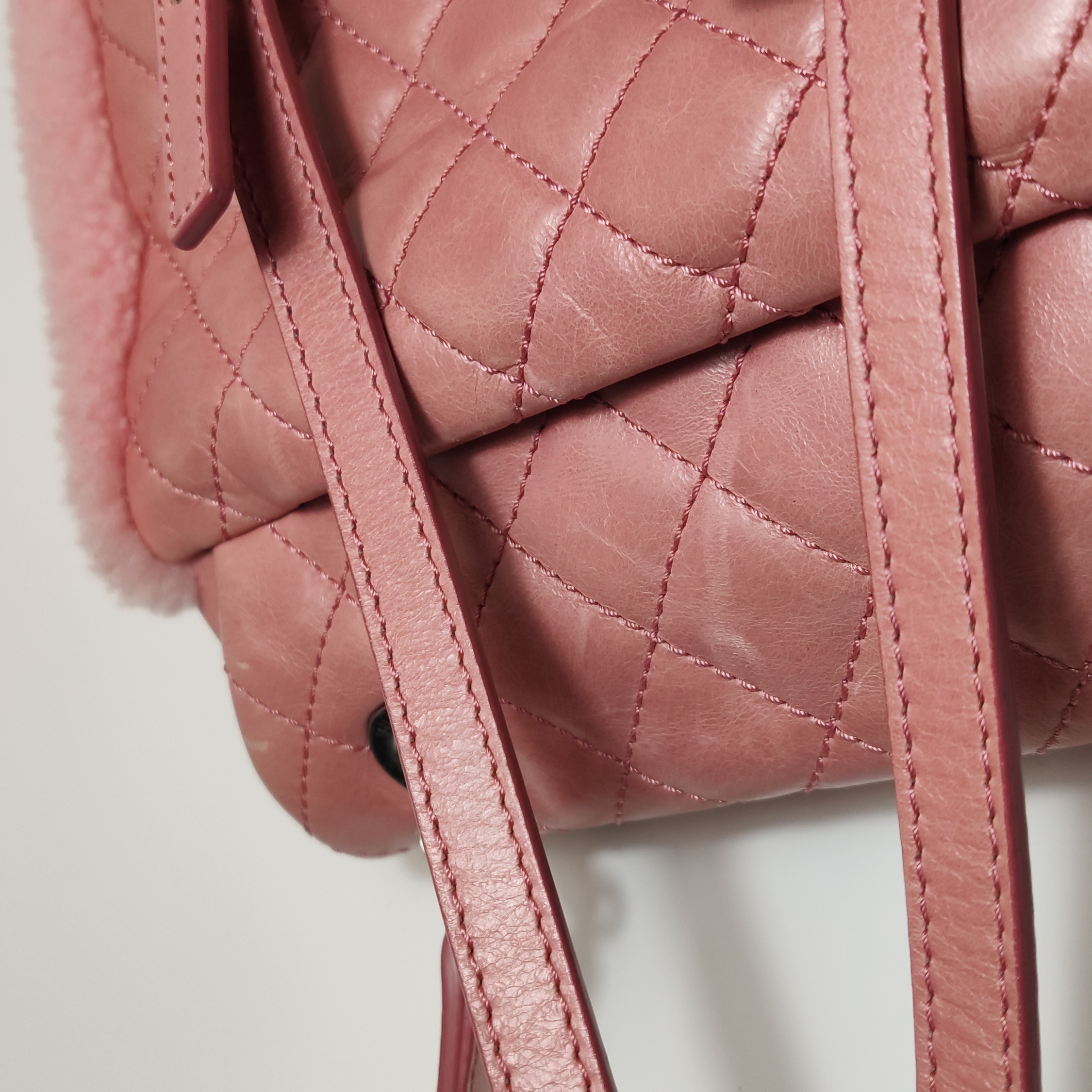 Chanel Matelasse Waxed Leather Backpack Pink Silver Hardware sheepskin — photo 11 of 26