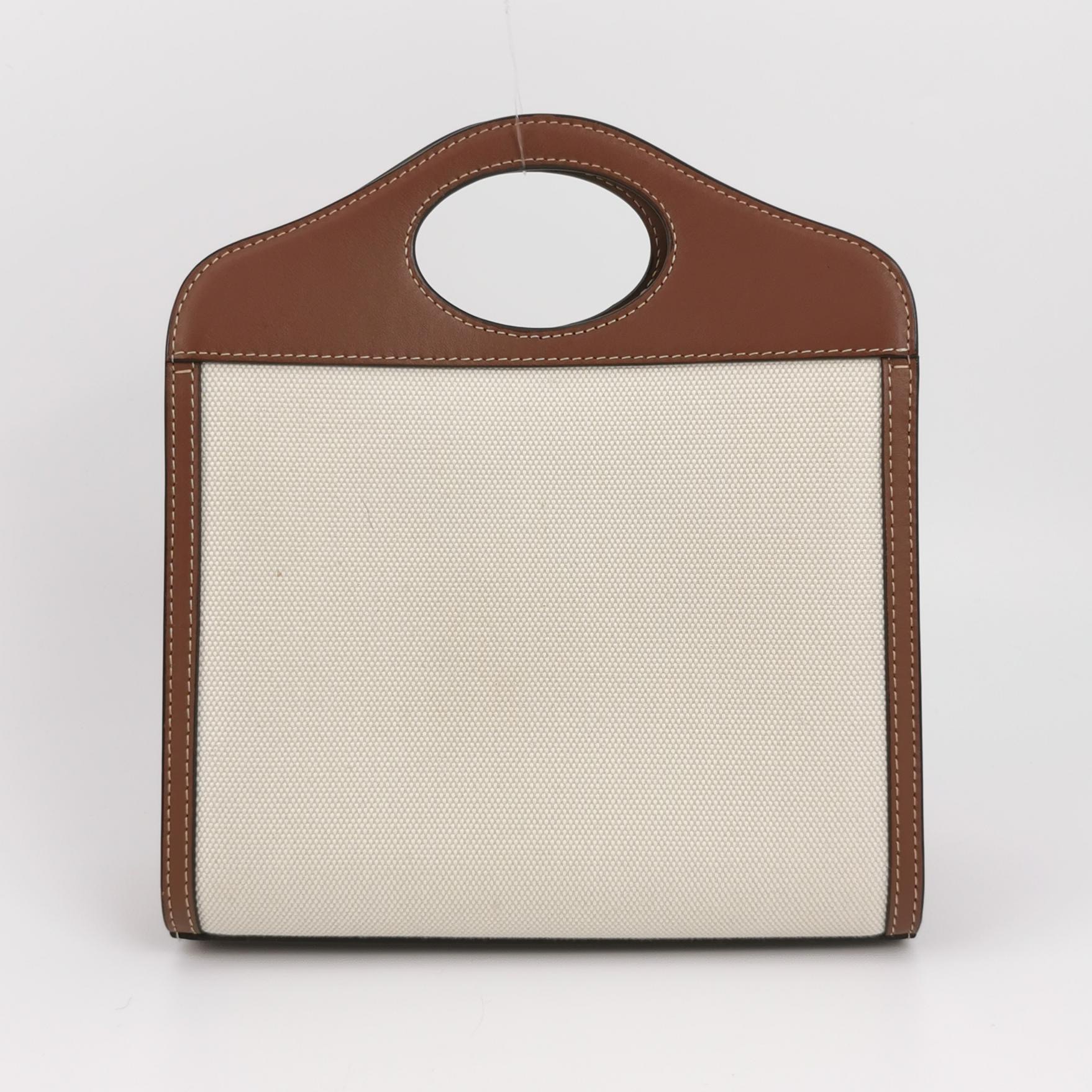 Burberry Logo Pocket Tote Canvas with Leather Mini — photo 3 of 13