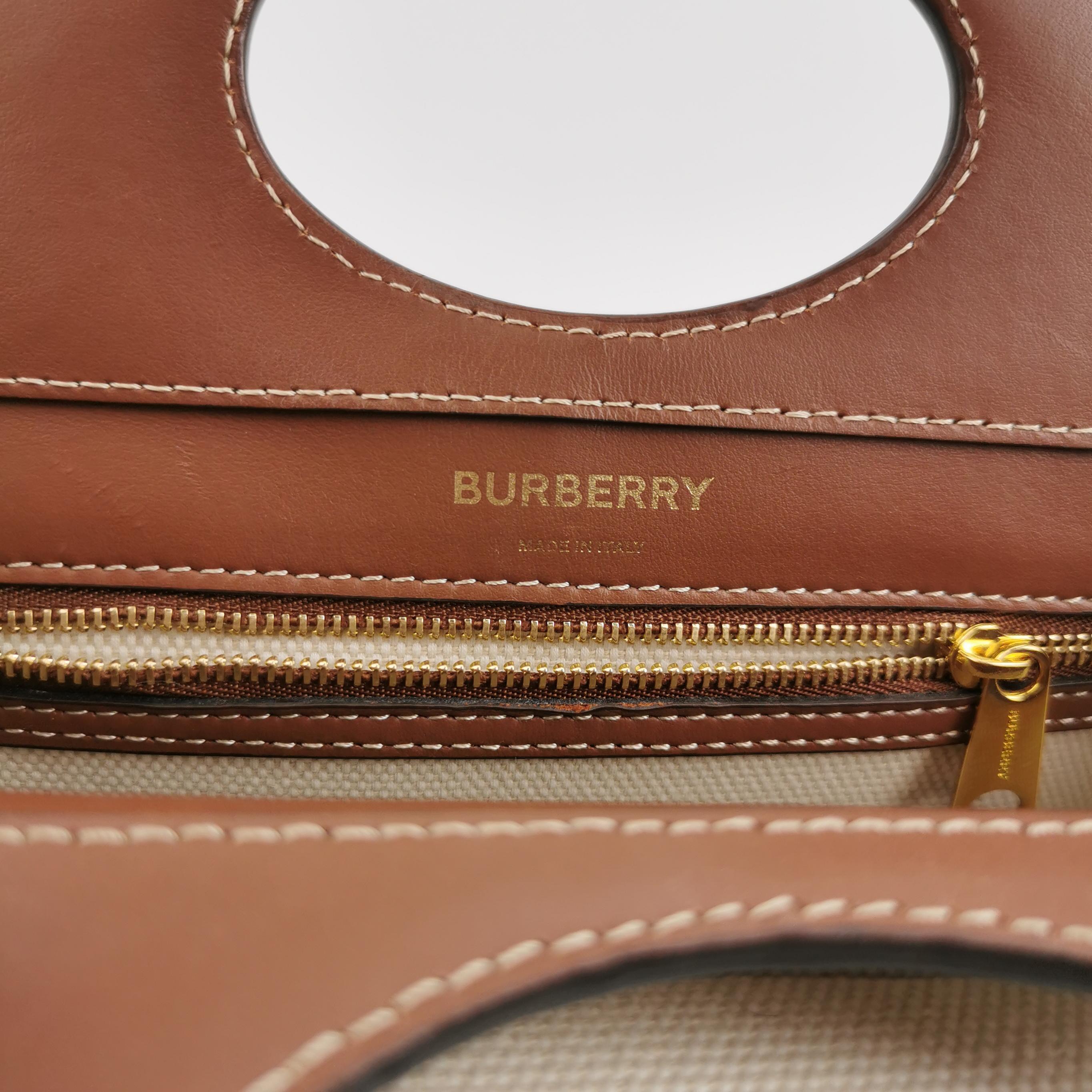 Burberry Logo Pocket Tote Canvas with Leather Mini — photo 8 of 13
