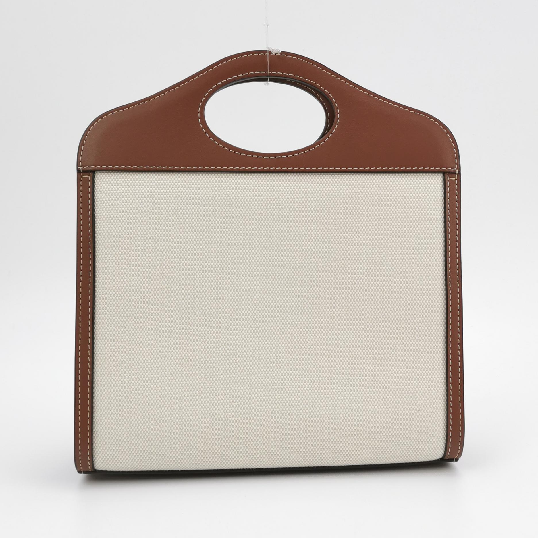 Burberry Logo Pocket Tote Canvas with Leather Mini — photo 3 of 13