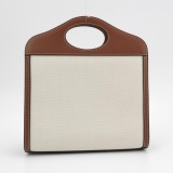 Burberry Logo Pocket Tote Canvas with Leather Mini — thumbnail 3