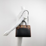 Burberry Title Two Handle Tote Leather with Vintage Check Canvas Small — thumbnail 2