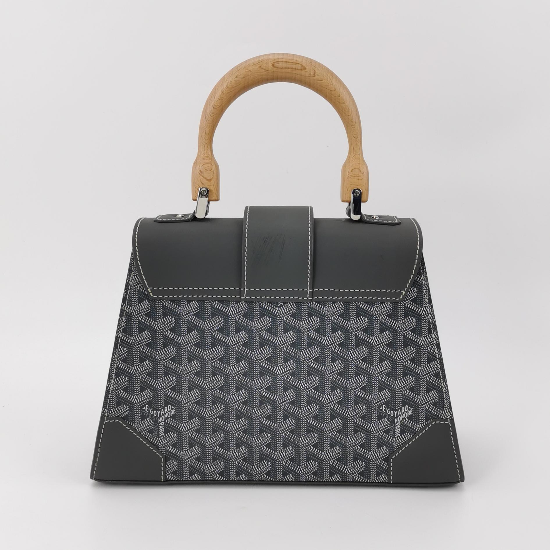 Goyard Saigon Top Handle Bag Coated Canvas with Leather PM