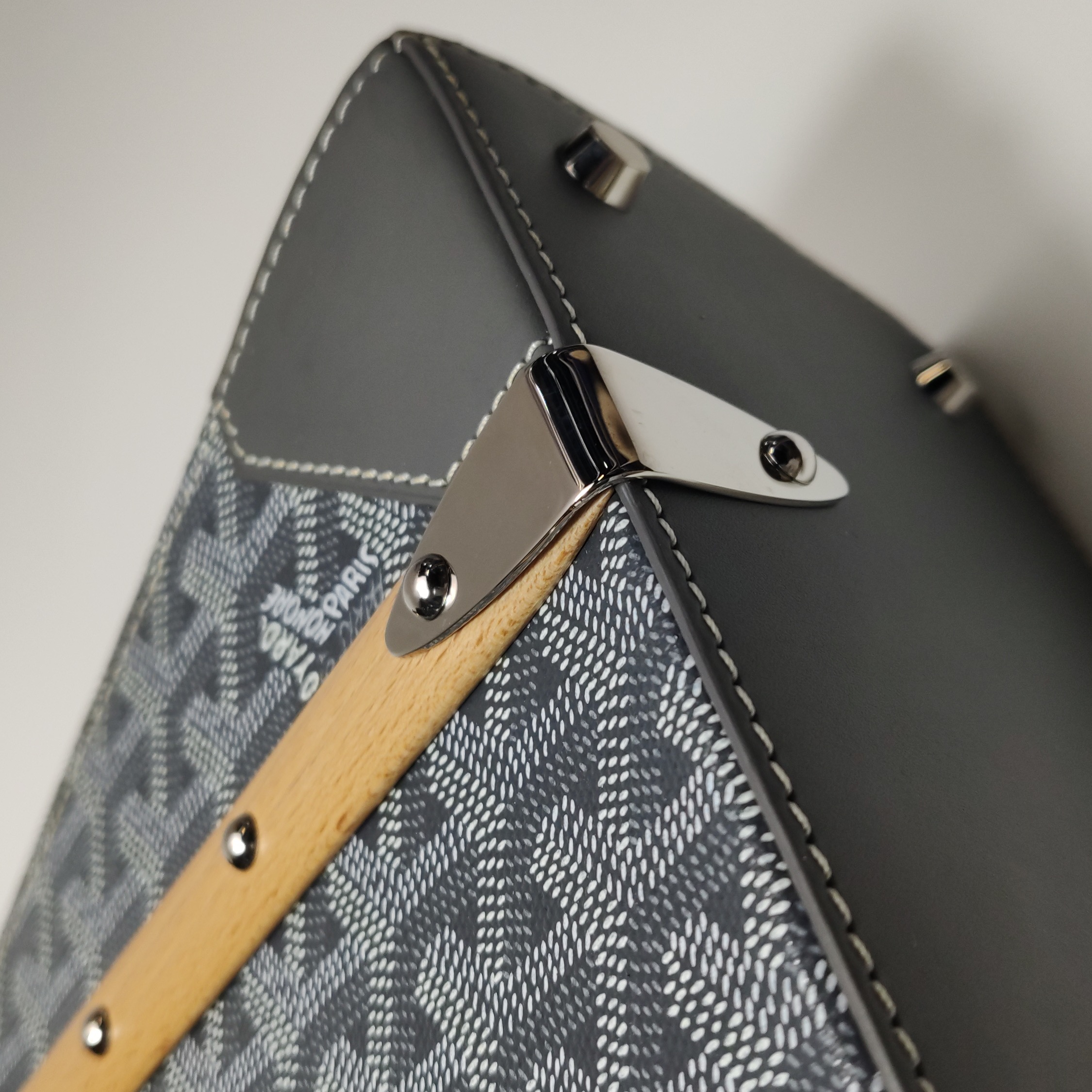 Goyard Saigon Top Handle Bag Coated Canvas with Leather PM