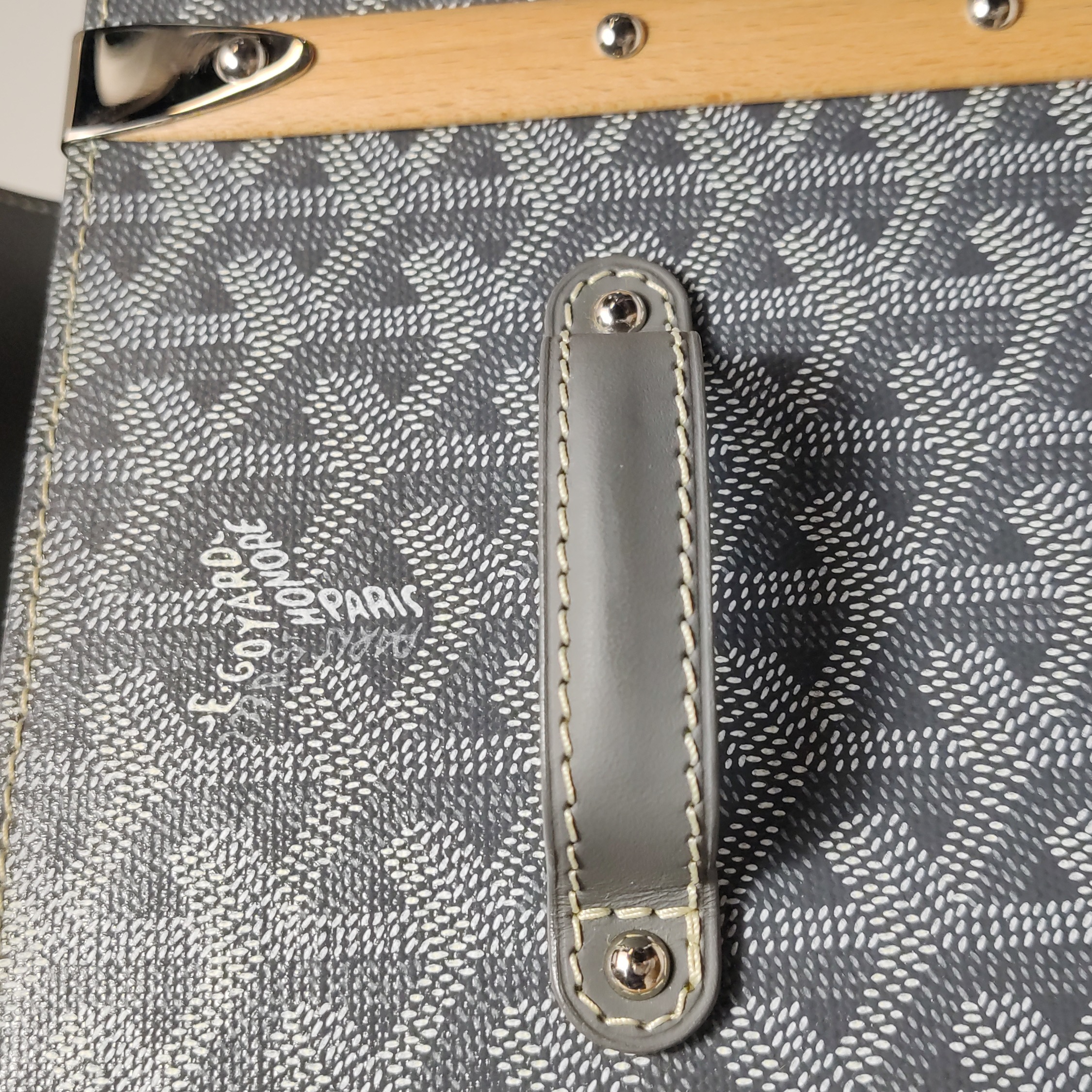 Goyard Saigon Top Handle Bag Coated Canvas with Leather PM