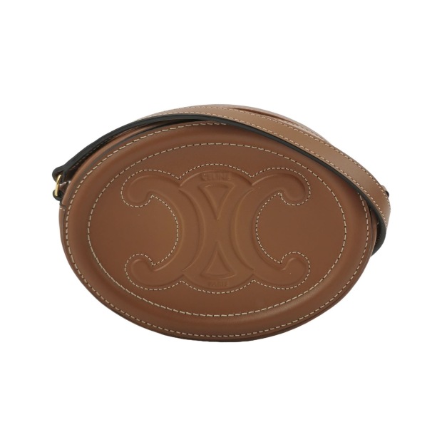 Celine Triomphe Oval Crossbody Bag Leather Mini — pre-owned, Vierlot