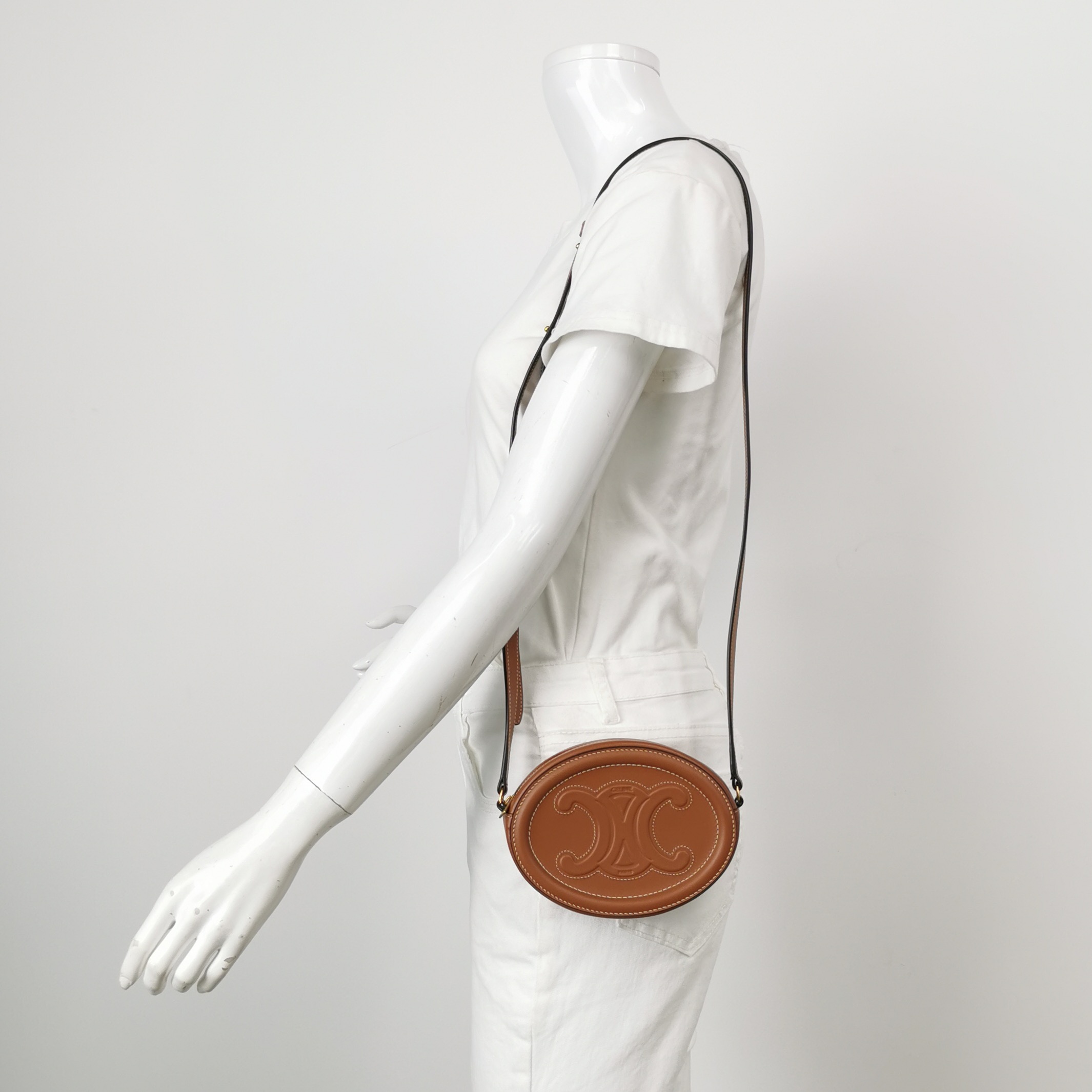 Celine Triomphe Oval Crossbody Bag Leather Mini