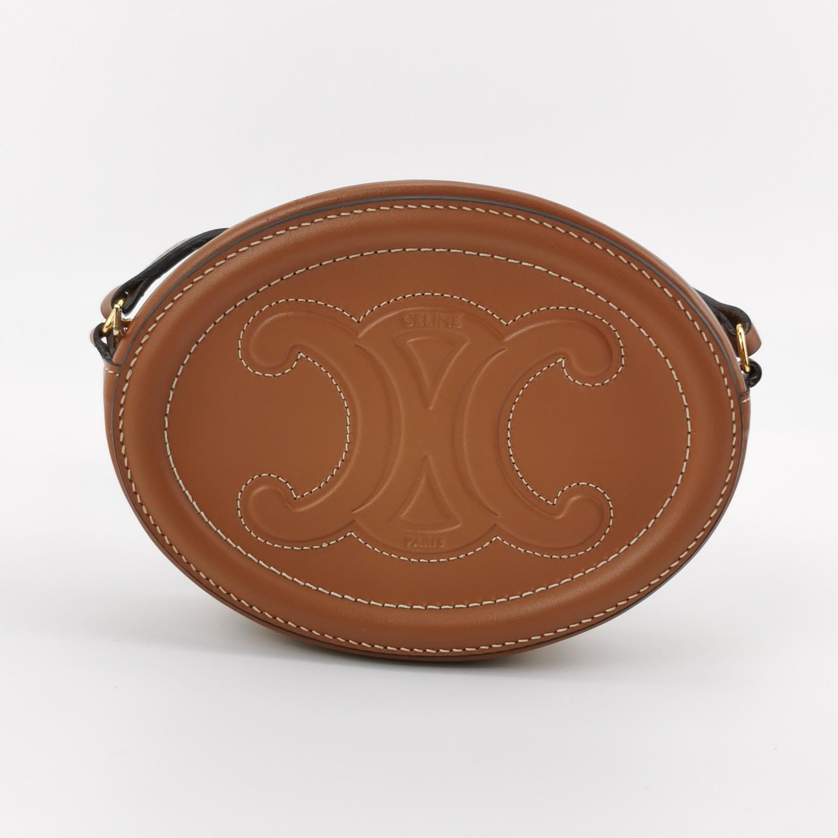 Celine Triomphe Oval Crossbody Bag Leather Mini