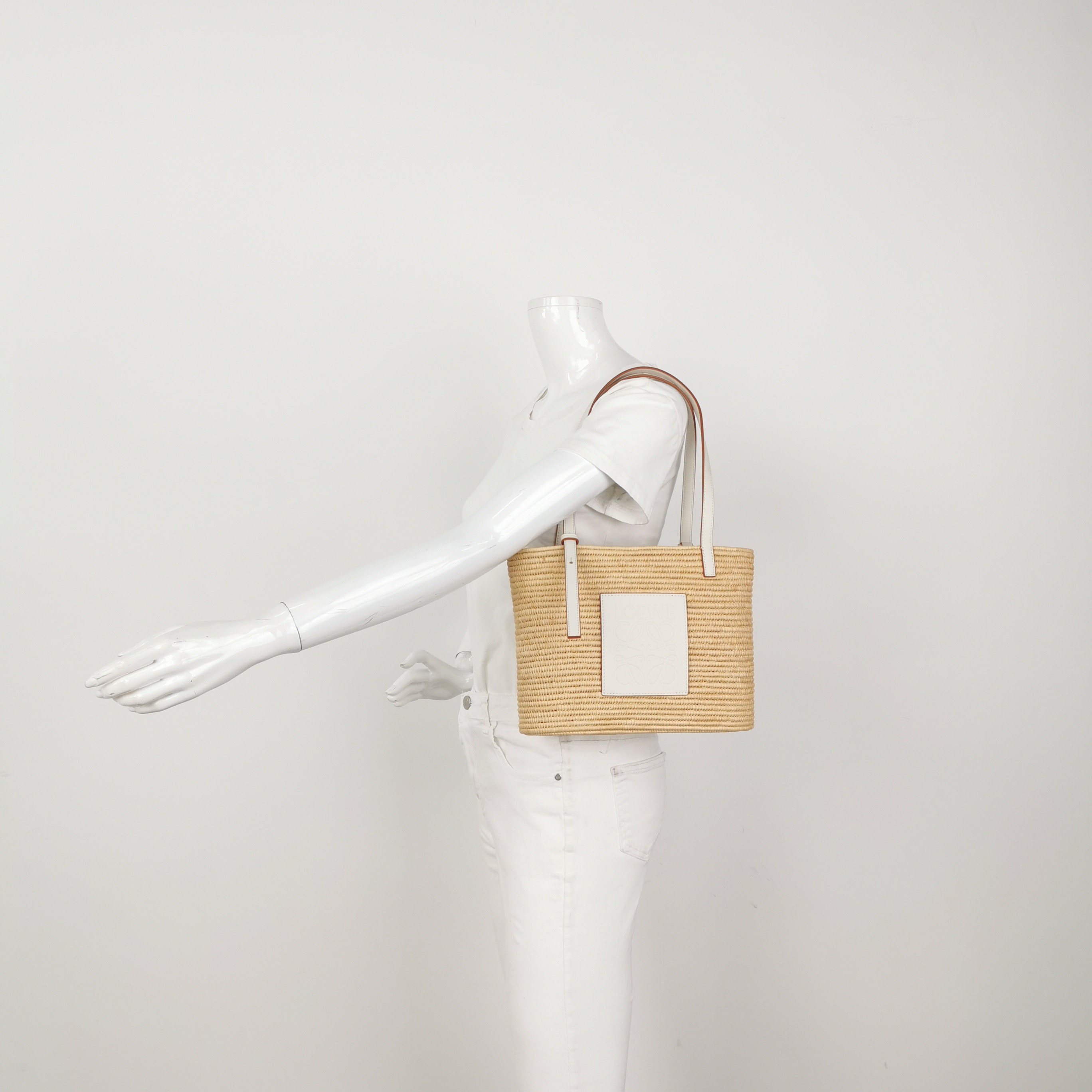 Loewe Square Basket Tote Woven Raffia Small — alternate view