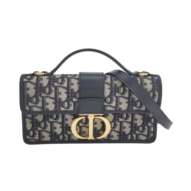 Christian Dior 30 Montaigne Chain Flap Bag Oblique Canvas East West — pre-owned, Vierlot