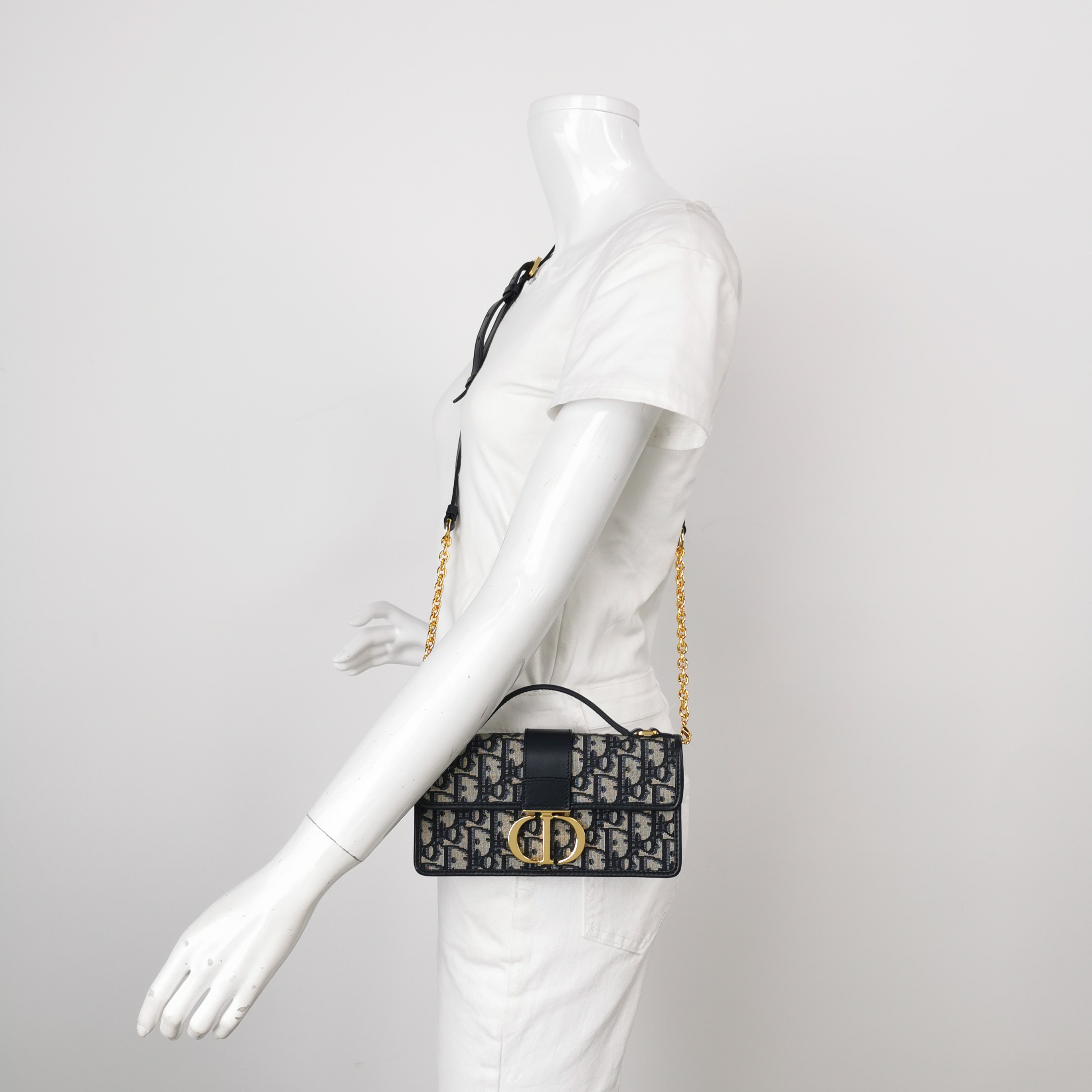 Christian Dior 30 Montaigne Chain Flap Bag Oblique Canvas East West — alternate view