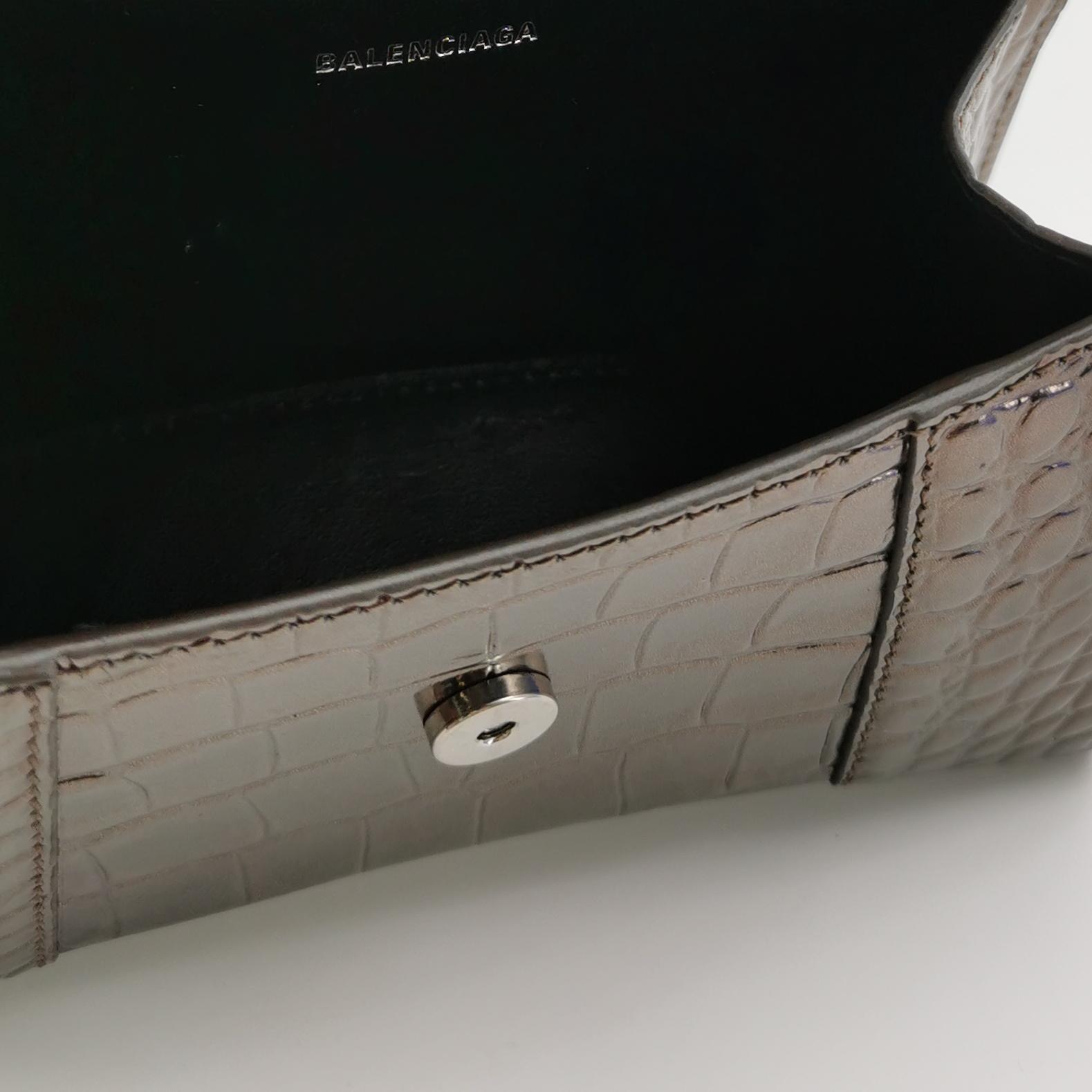 Balenciaga Hourglass Top Handle Bag Crocodile Embossed Leather XS — photo 7 of 15