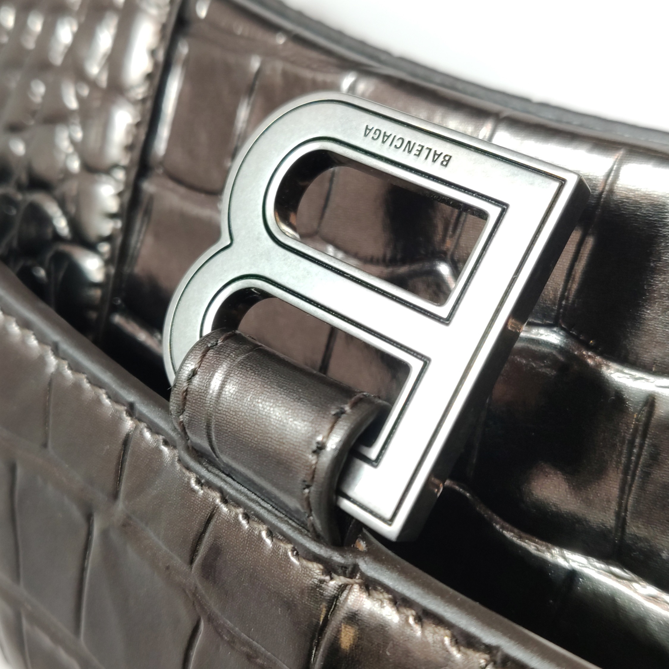Balenciaga Hourglass Top Handle Bag Crocodile Embossed Leather XS — photo 9 of 15