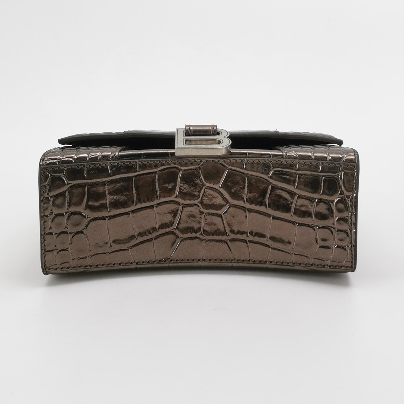 Balenciaga Hourglass Top Handle Bag Crocodile Embossed Leather XS — photo 6 of 16