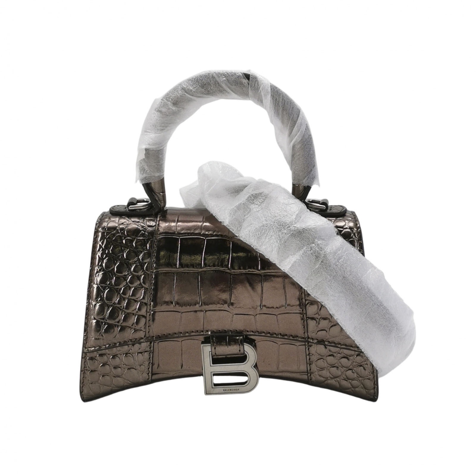 Balenciaga Hourglass Top Handle Bag Crocodile Embossed Leather XS — photo 1 of 16