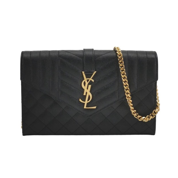 Saint Laurent Classic Monogram Envelope Wristlet Clutch Mixed Matelasse Leather — pre-owned, Vierlot