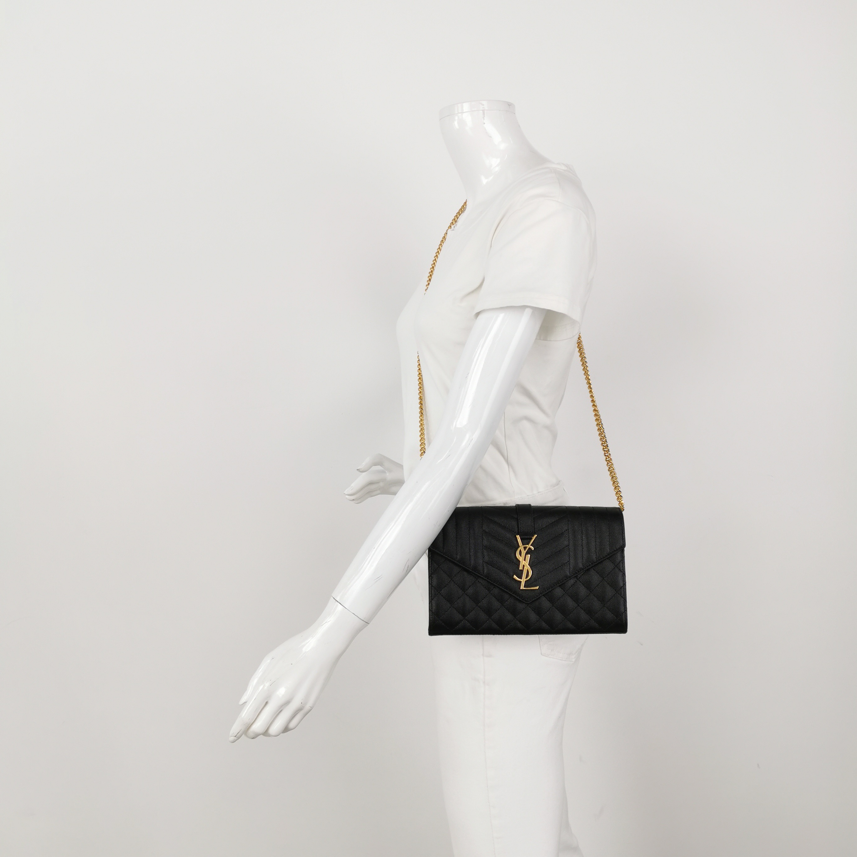 Saint Laurent Classic Monogram Envelope Wristlet Clutch Mixed Matelasse Leather — alternate view