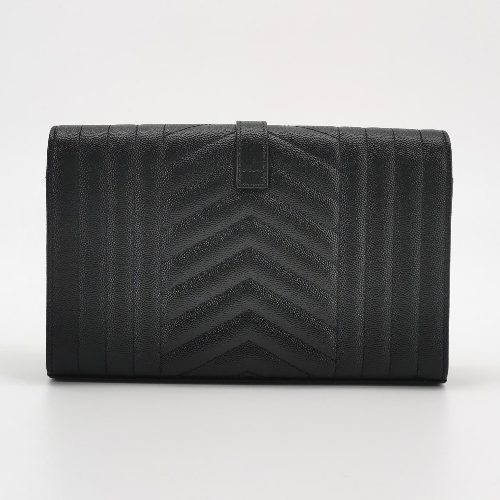 Saint Laurent Classic Monogram Envelope Wristlet Clutch Mixed Matelasse Leather — photo 5 of 12