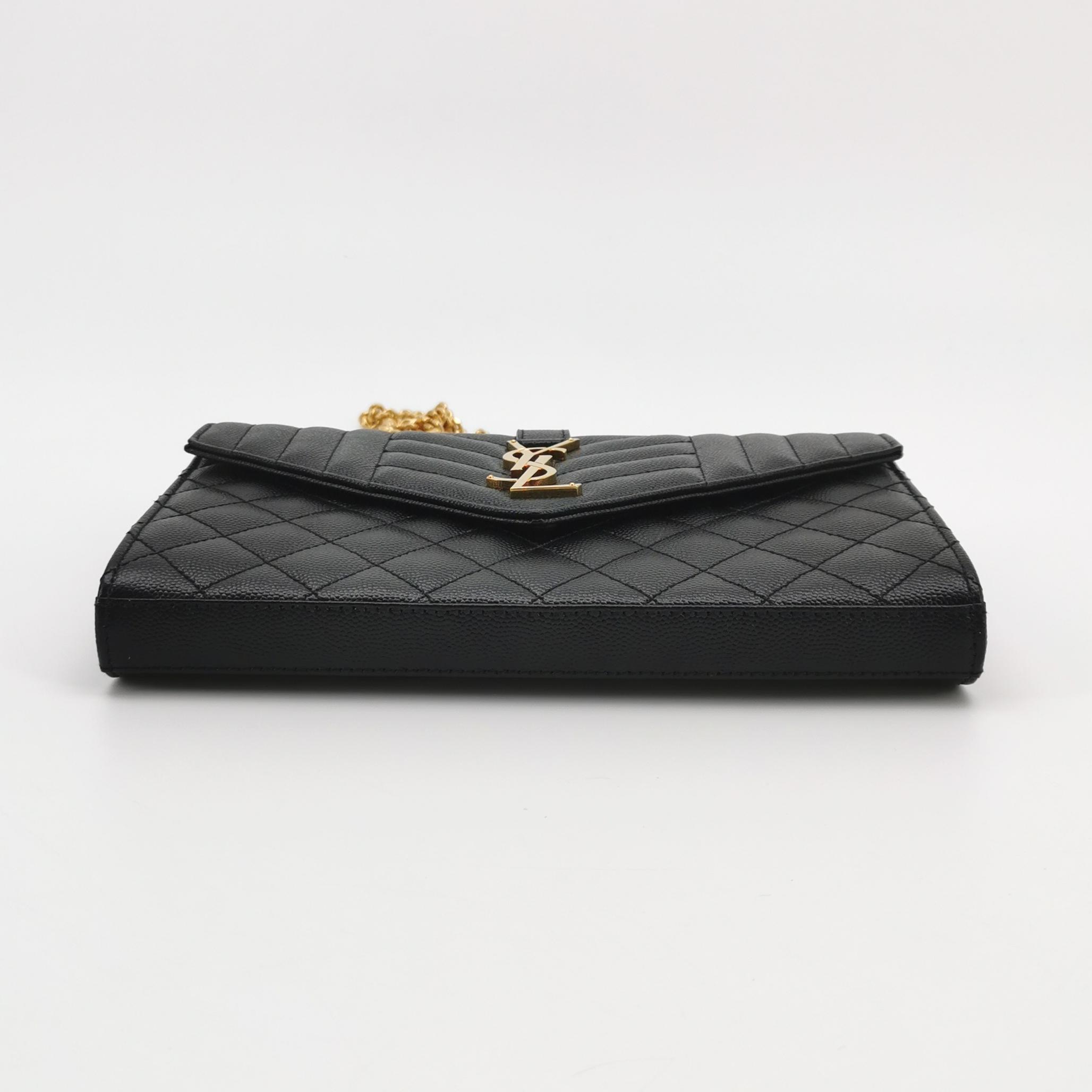 Saint Laurent Classic Monogram Envelope Wristlet Clutch Mixed Matelasse Leather — photo 6 of 12