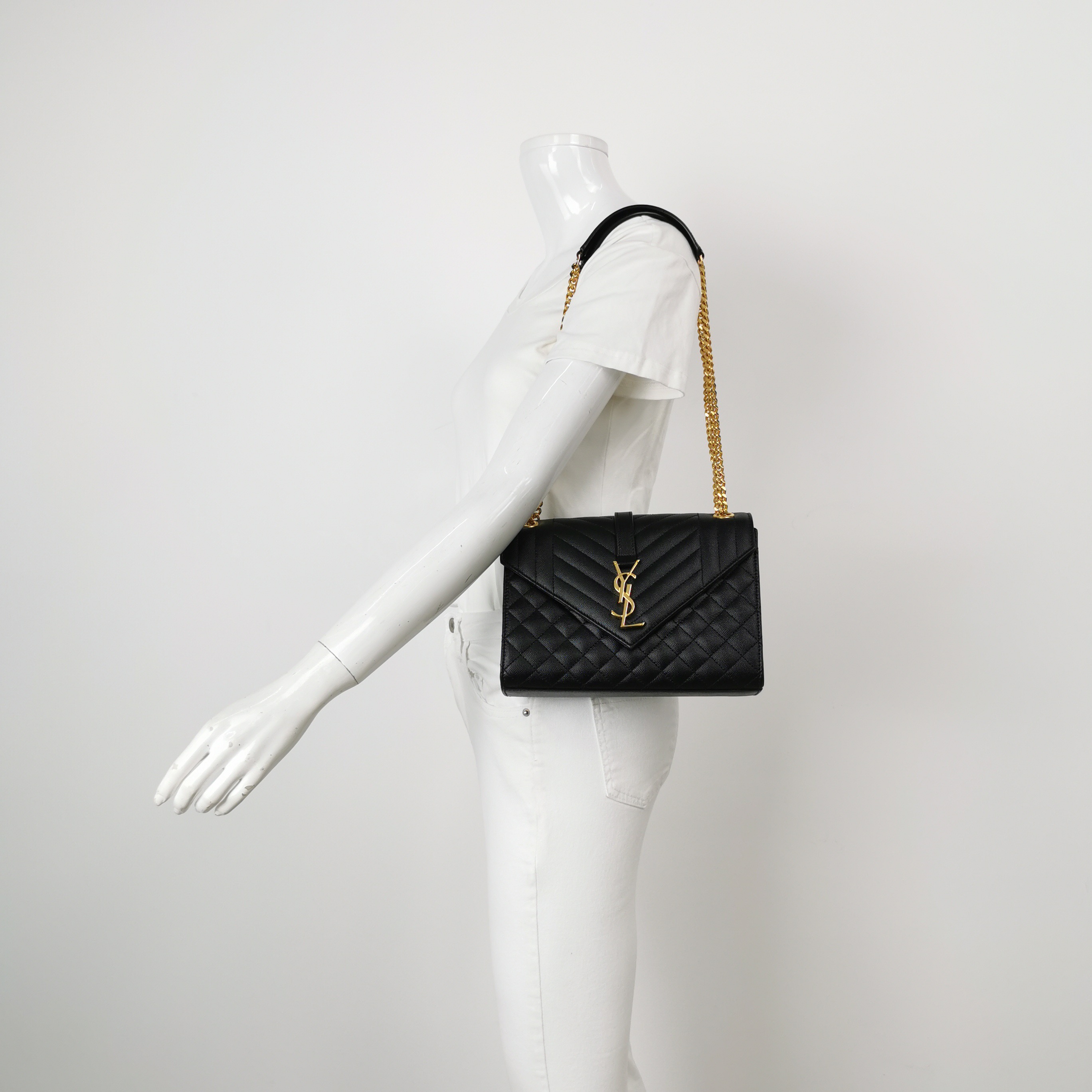 Saint Laurent Classic Monogram Envelope Satchel Mixed Matelasse Leather Medium — alternate view