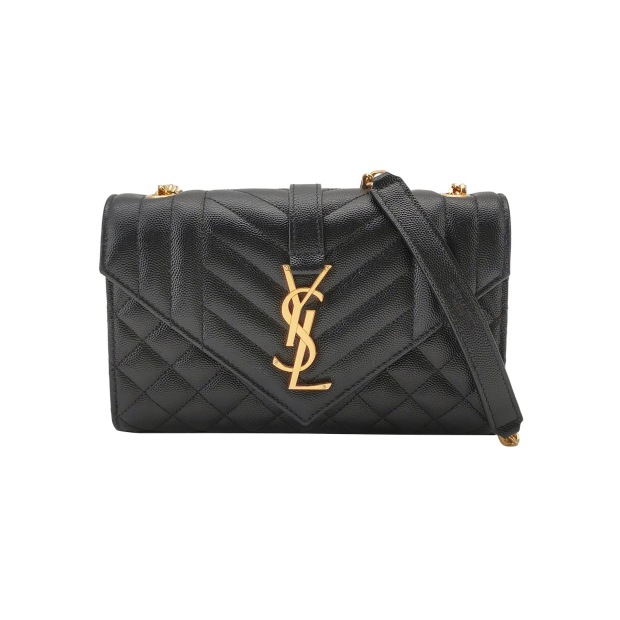 Saint Laurent Classic Monogram Envelope Satchel Mixed Matelasse Leather Small — pre-owned, Vierlot