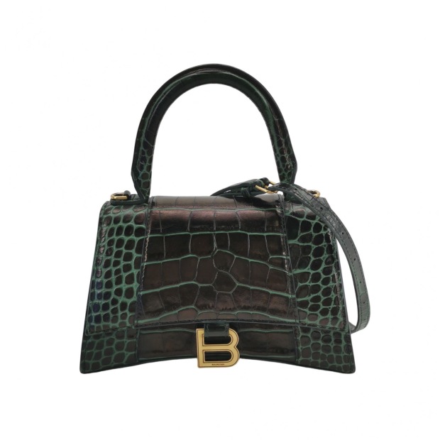 Balenciaga Hourglass Top Handle Bag Crocodile Embossed Leather Small — pre-owned, Vierlot