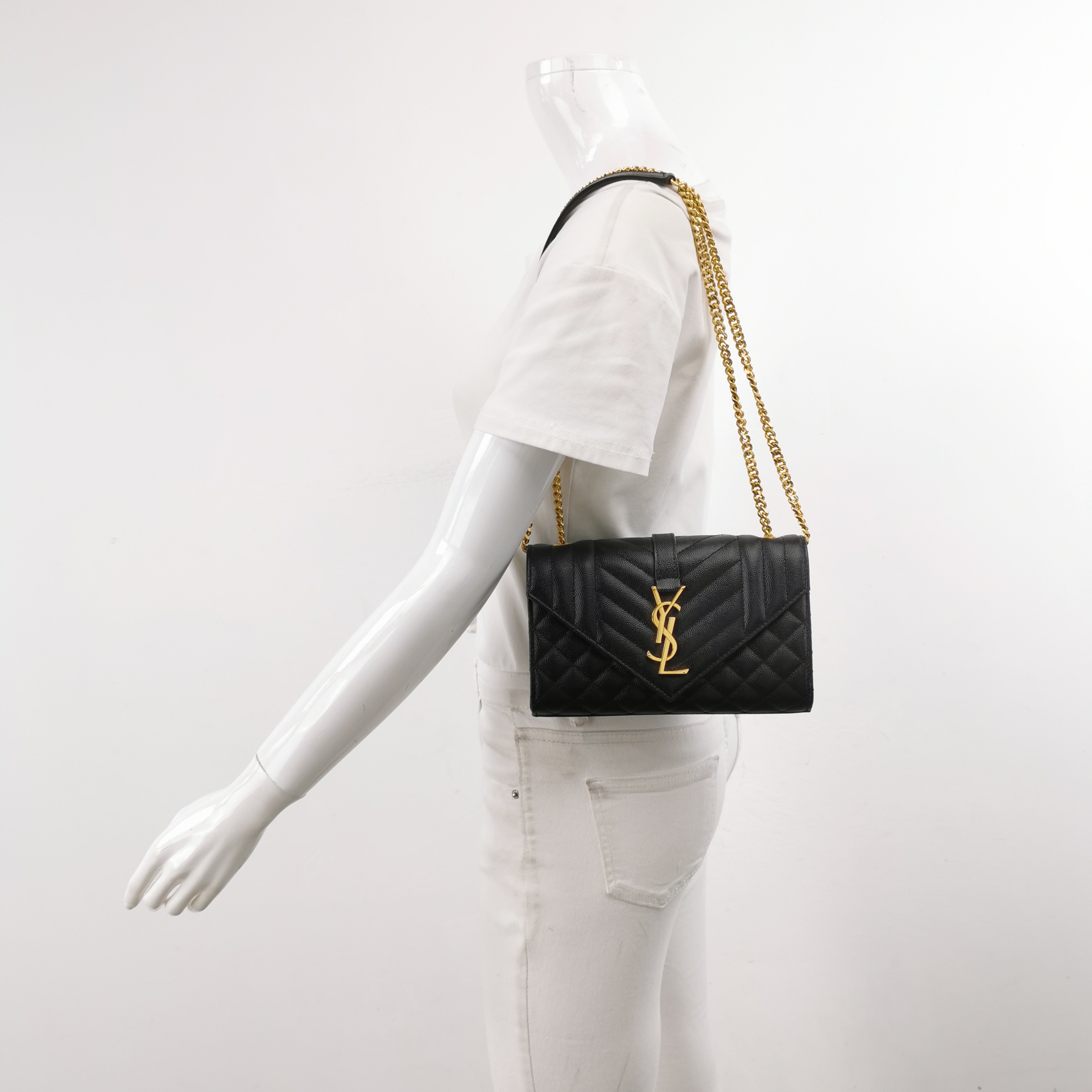 Saint Laurent Classic Monogram Envelope Satchel Mixed Matelasse Leather Small — alternate view