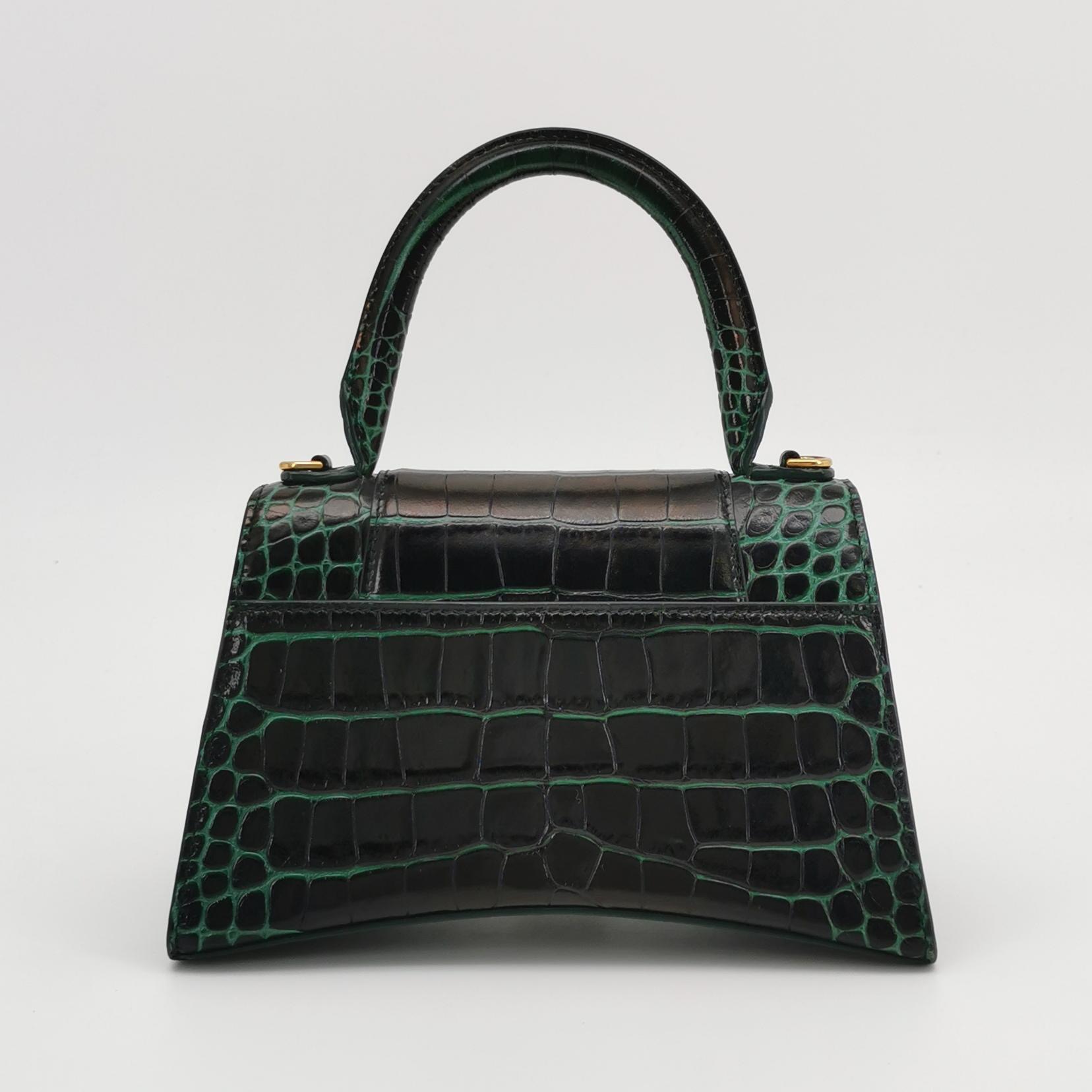 Balenciaga Hourglass Top Handle Bag Crocodile Embossed Leather Small — photo 3 of 16