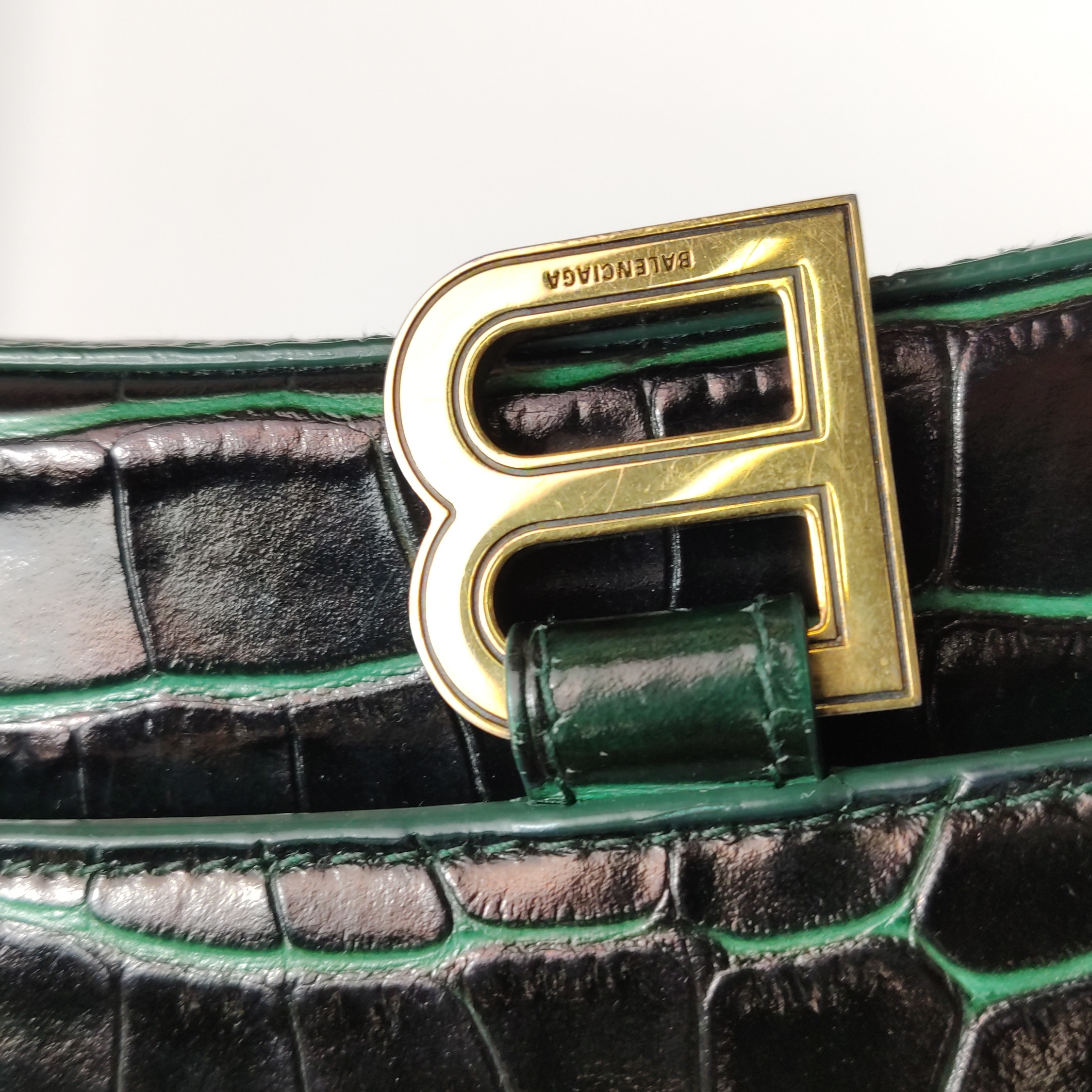 Balenciaga Hourglass Top Handle Bag Crocodile Embossed Leather Small — photo 9 of 16