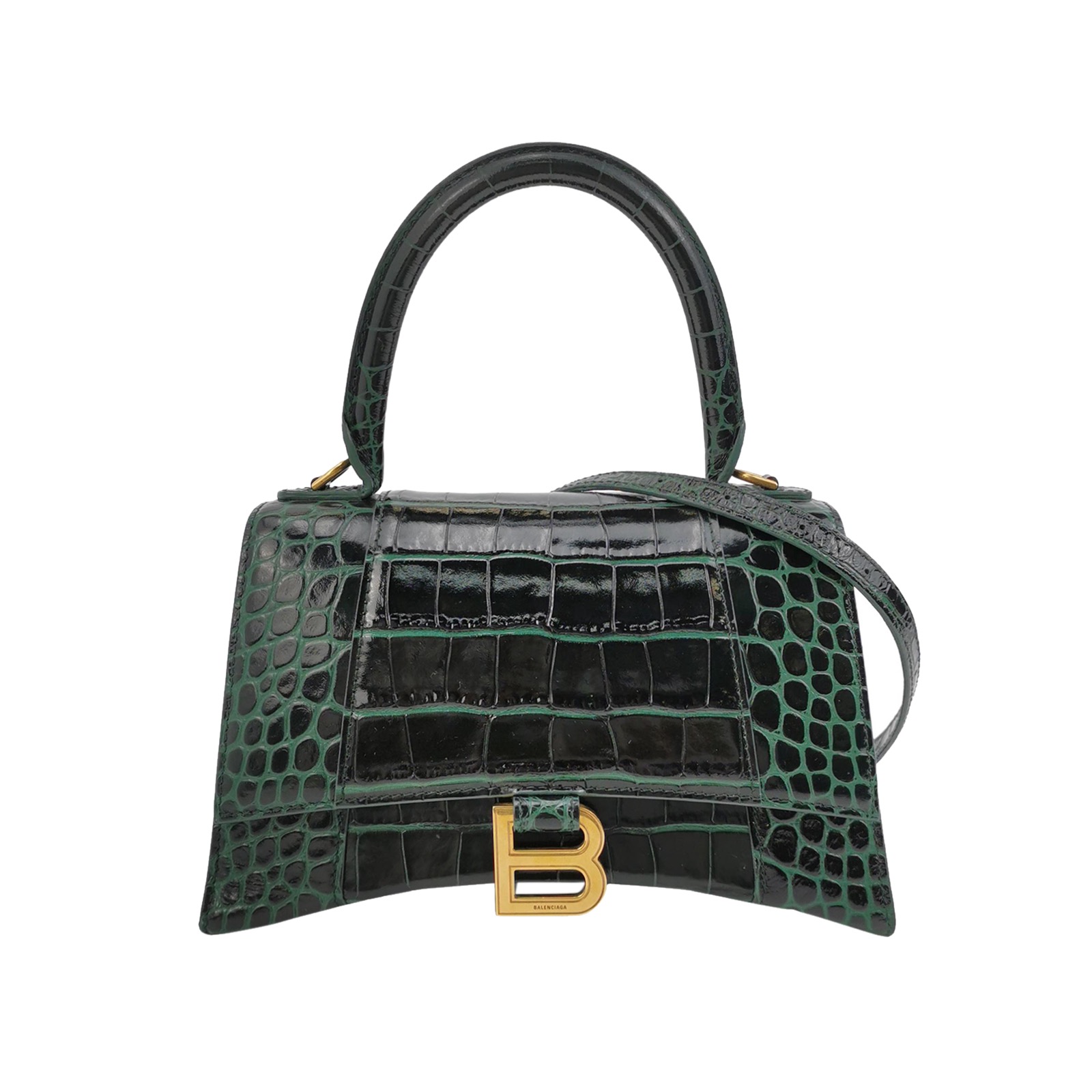 Balenciaga Hourglass Top Handle Bag Crocodile Embossed Leather Small — photo 1 of 15