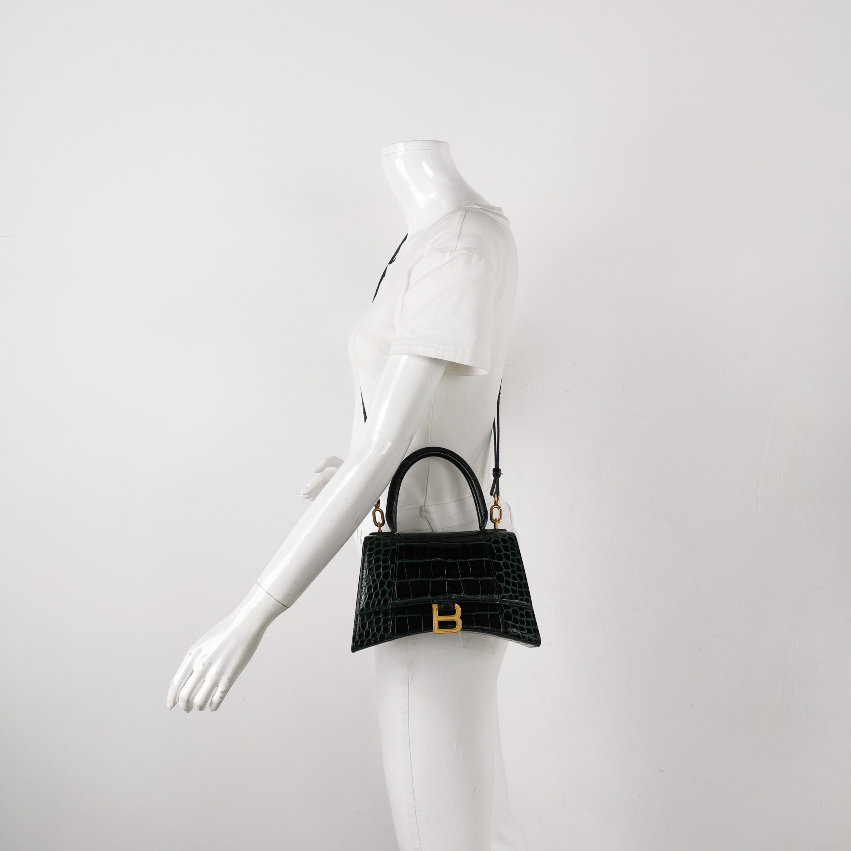 Balenciaga Hourglass Top Handle Bag Crocodile Embossed Leather Small — alternate view