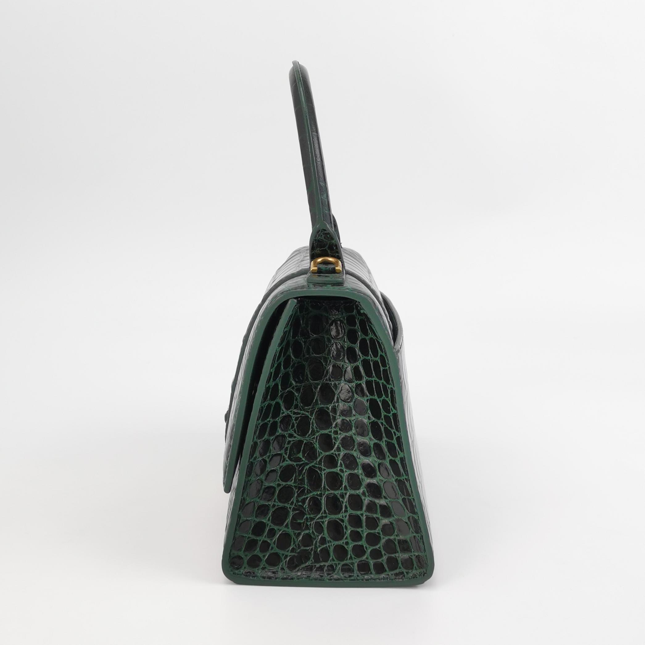 Balenciaga Hourglass Top Handle Bag Crocodile Embossed Leather Small — photo 5 of 15