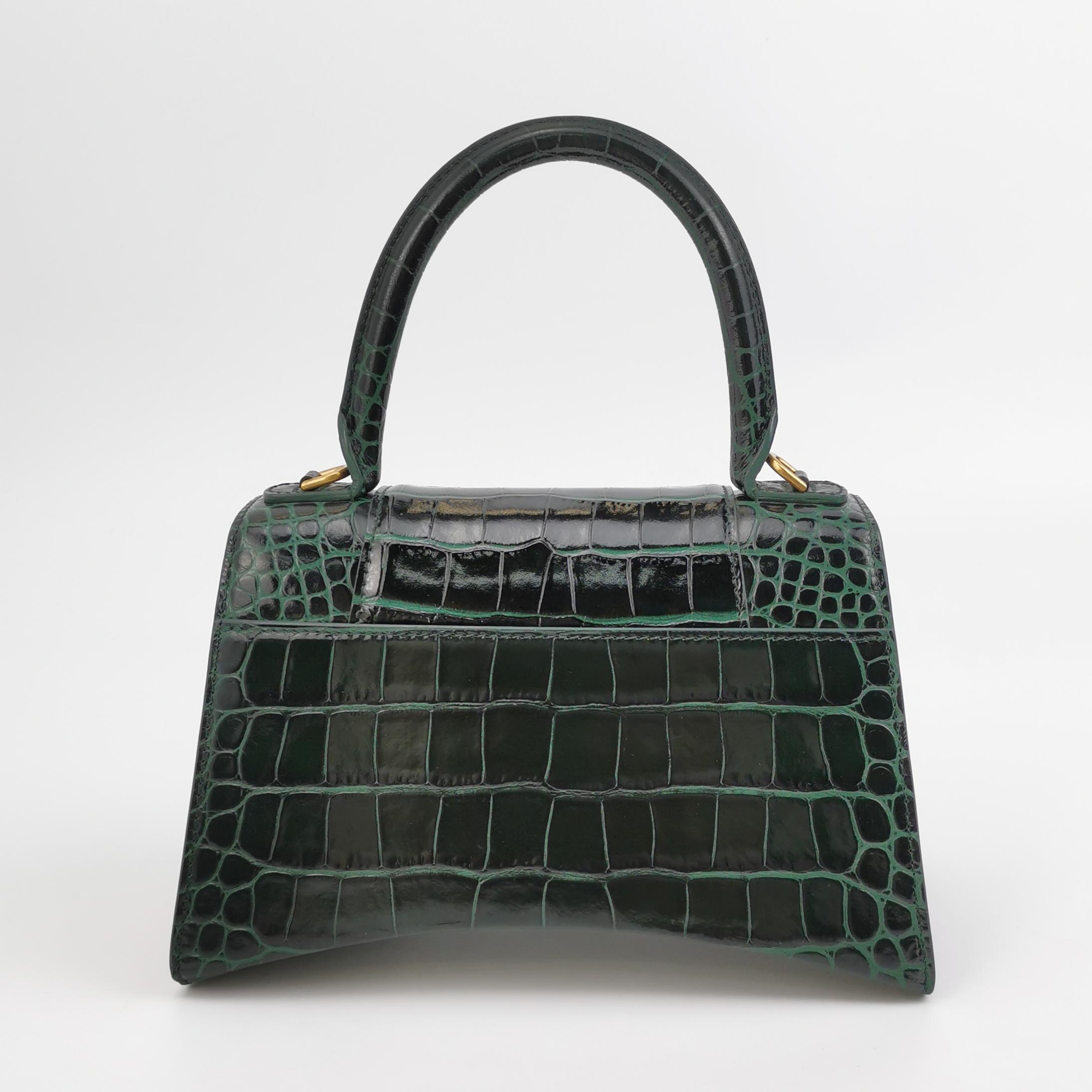 Balenciaga Hourglass Top Handle Bag Crocodile Embossed Leather Small — photo 3 of 15