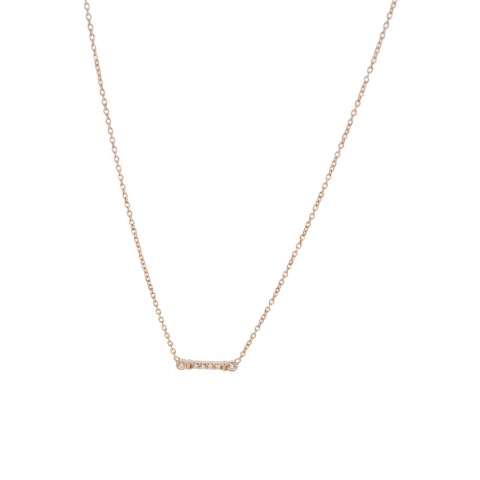 Tiffany & Co. Fleur de Lis Key Bar Pendant Necklace 18K Rose Gold and Diamonds