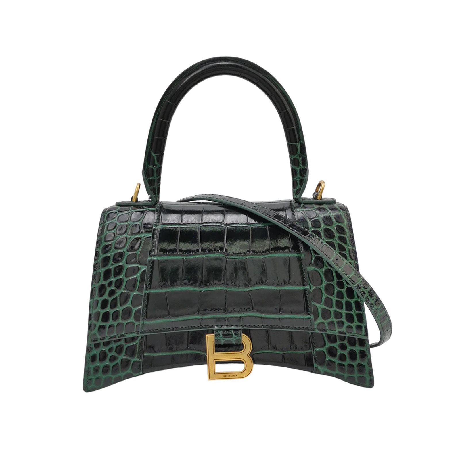 Balenciaga Hourglass Top Handle Bag Crocodile Embossed Leather Small — photo 1 of 16