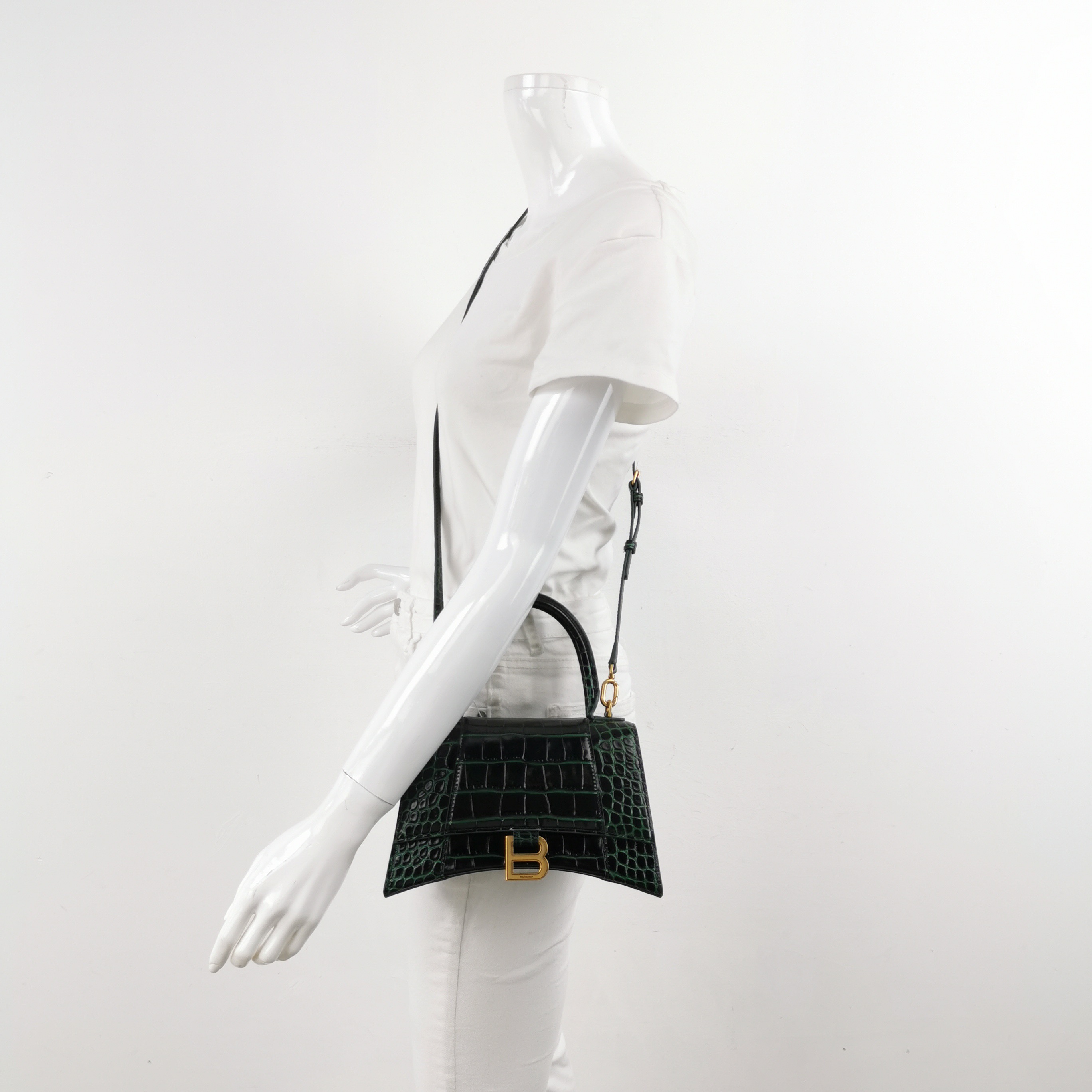 Balenciaga Hourglass Top Handle Bag Crocodile Embossed Leather Small — alternate view