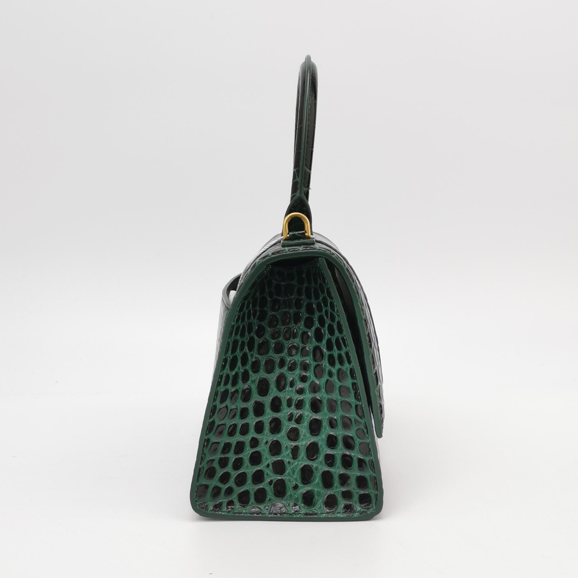 Balenciaga Hourglass Top Handle Bag Crocodile Embossed Leather Small — photo 5 of 16