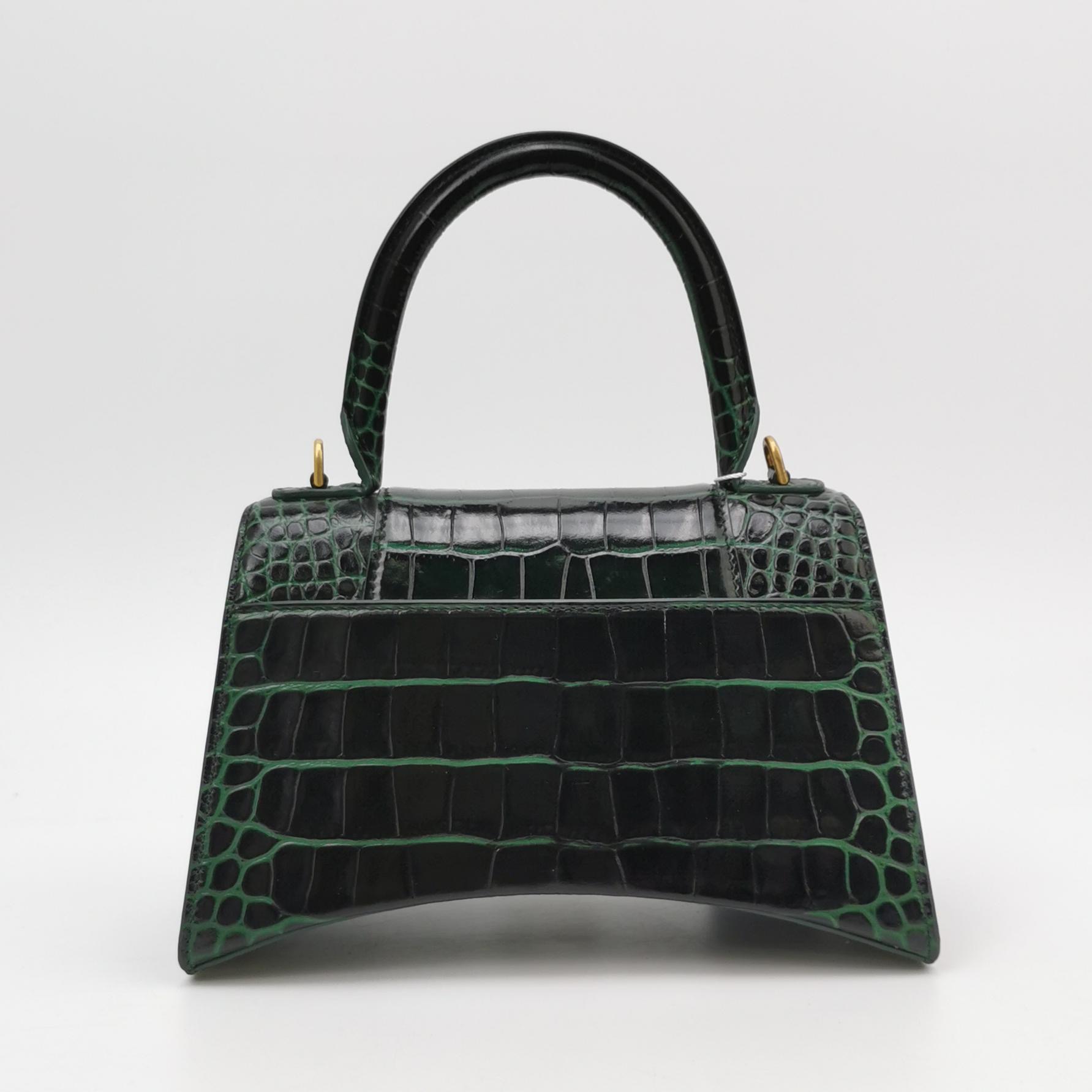 Balenciaga Hourglass Top Handle Bag Crocodile Embossed Leather Small — photo 3 of 16