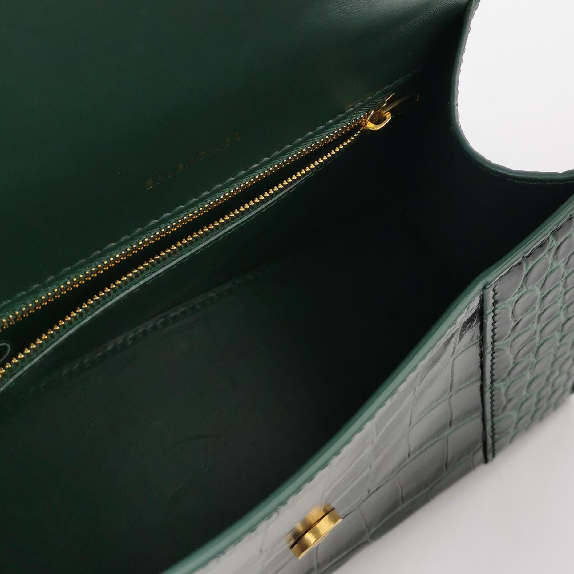 Balenciaga Hourglass Top Handle Bag Crocodile Embossed Leather Small — photo 7 of 16