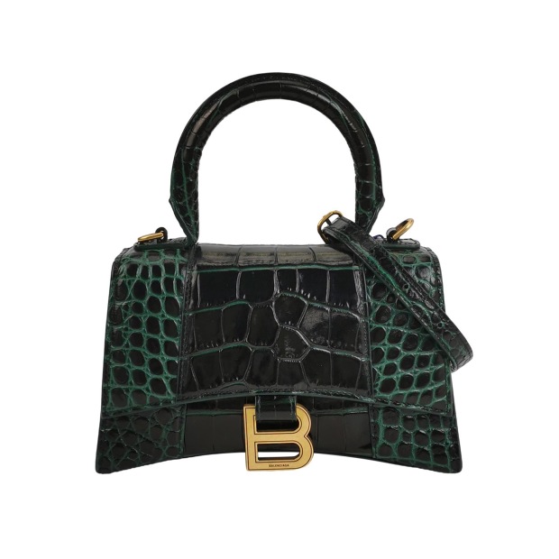 Balenciaga Hourglass Top Handle Bag Crocodile Embossed Leather XS — pre-owned, Vierlot