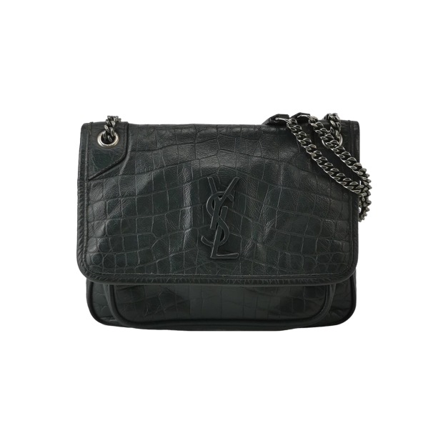 Saint Laurent(YSL) Niki Chain Flap Bag Matelasse Chevron Leather Baby — pre-owned, Vierlot